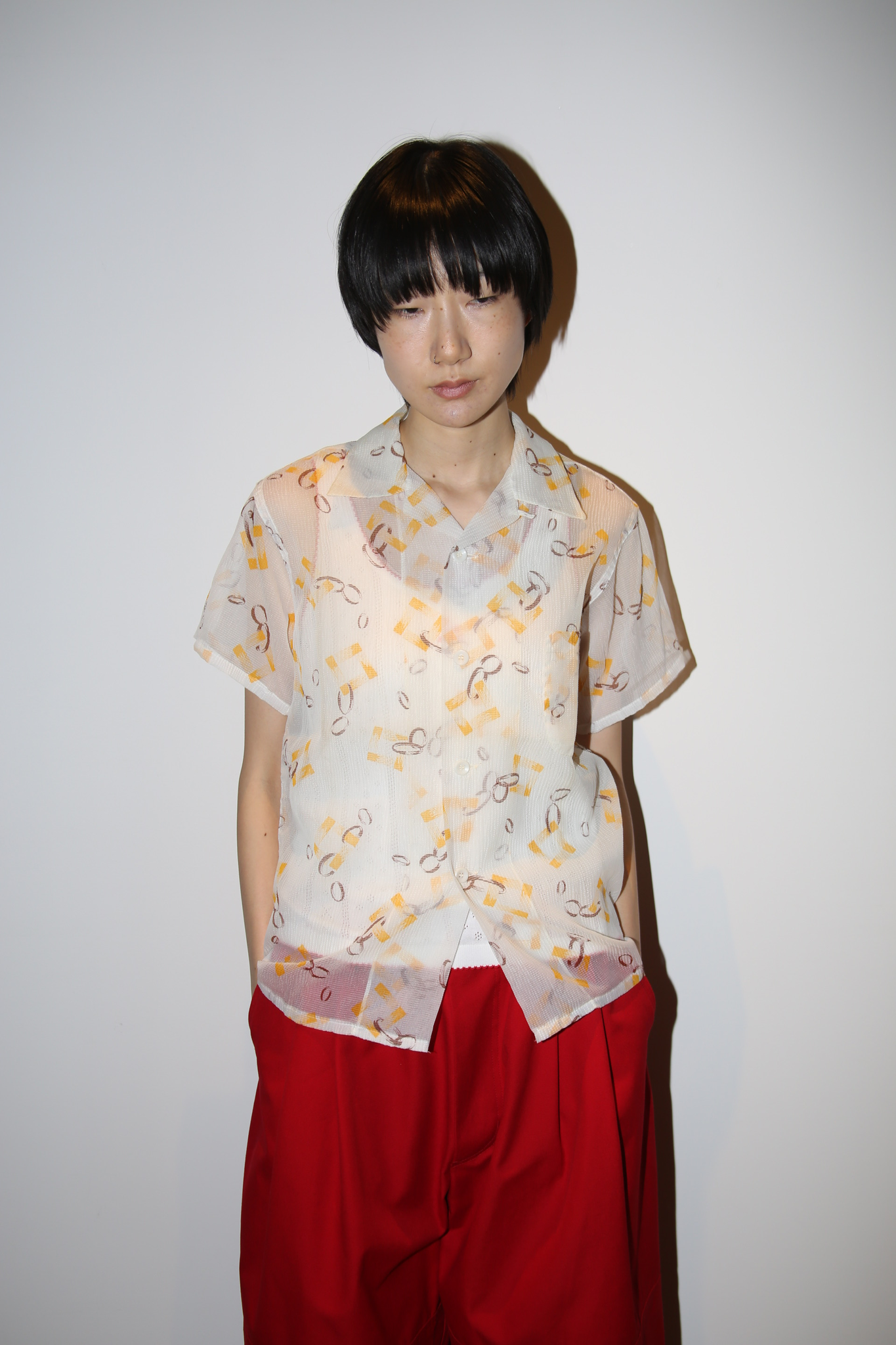 1950 VINTAGE / SHORT SLEEVE SHEER NYLON SHIRT : DEADSTOCK