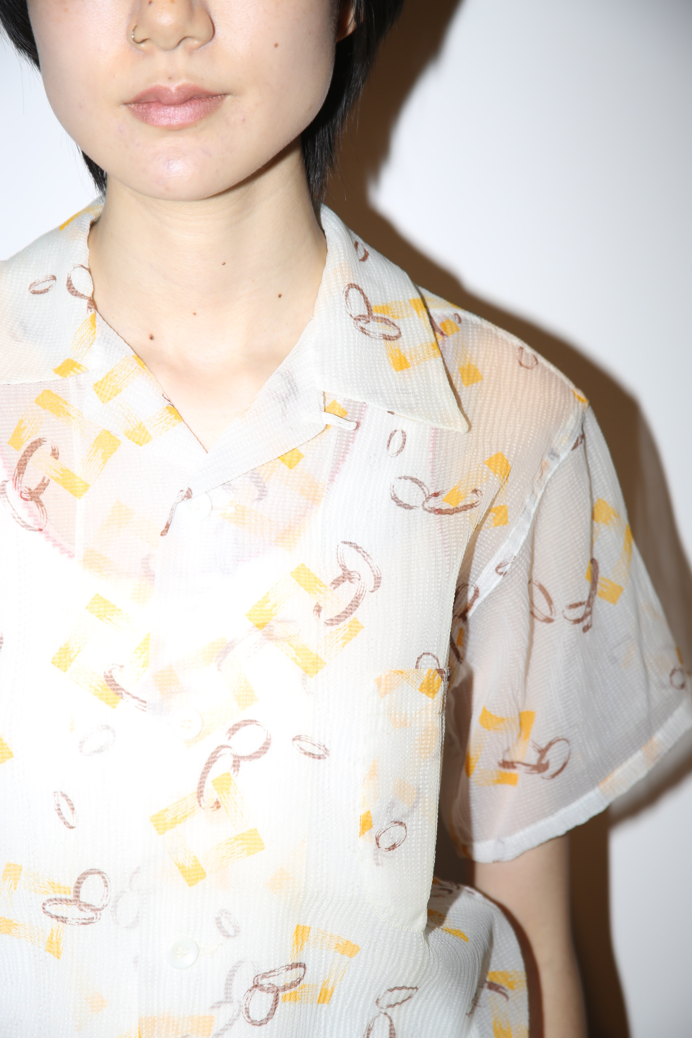 1950 VINTAGE / SHORT SLEEVE SHEER NYLON SHIRT : DEADSTOCK
