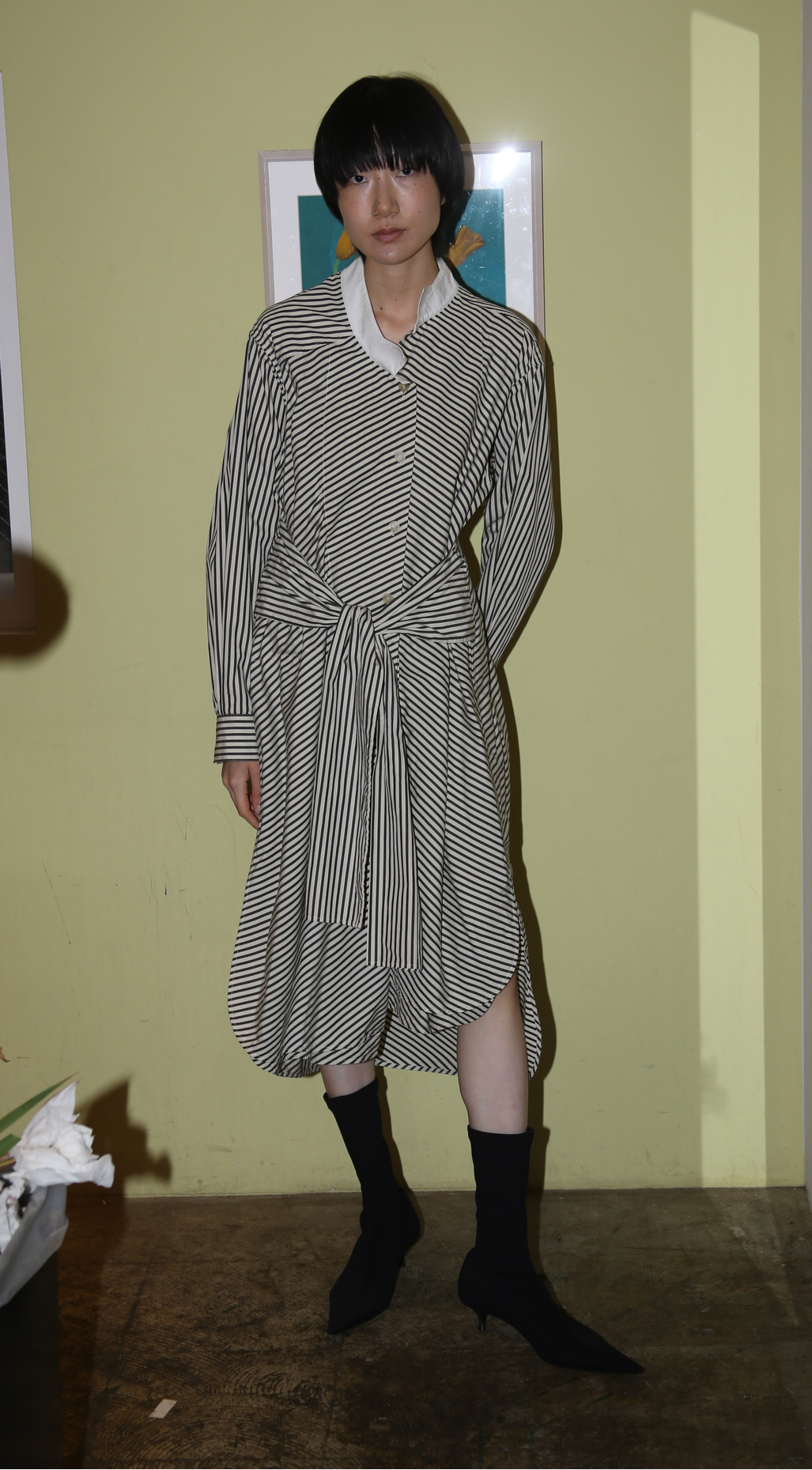 2020 LOEWE / ASYMMETRY SHIRT DRESS WITH PIN STRIPE