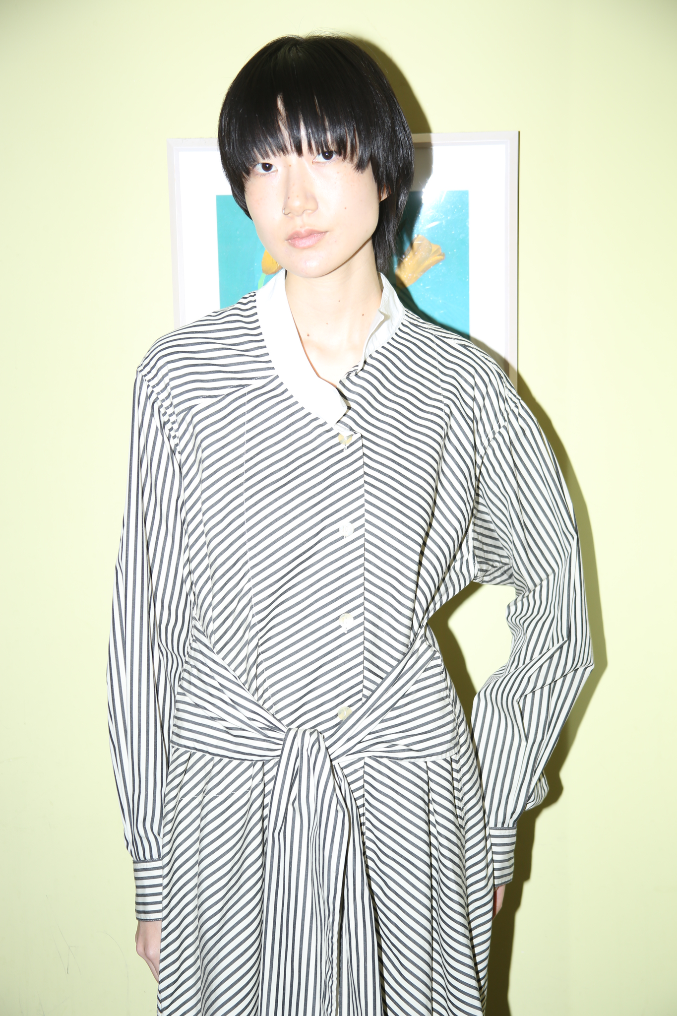 2020 LOEWE / ASYMMETRY SHIRT DRESS WITH PIN STRIPE