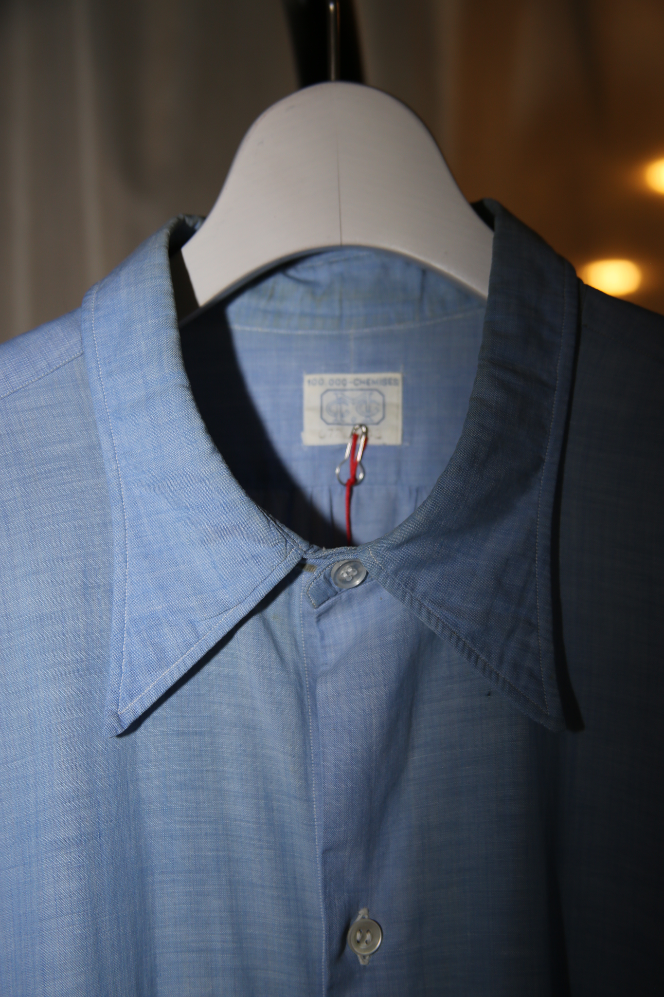 1940 VINTAGE / SUPER LONG COTTON SHIRT IN SAX BLUE