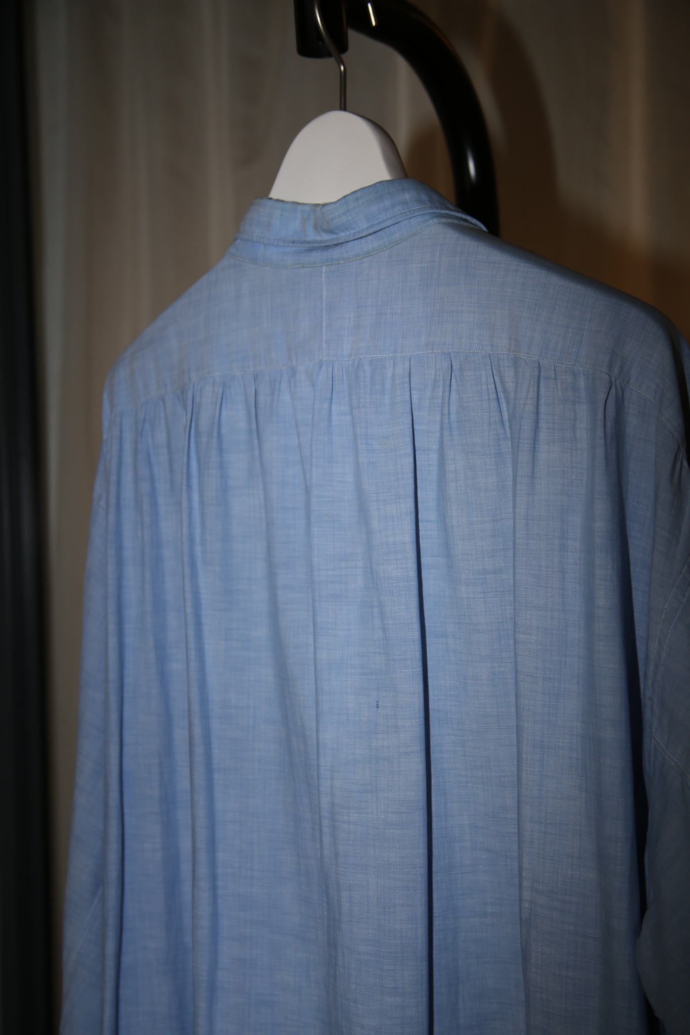 1940 VINTAGE / SUPER LONG COTTON SHIRT IN SAX BLUE