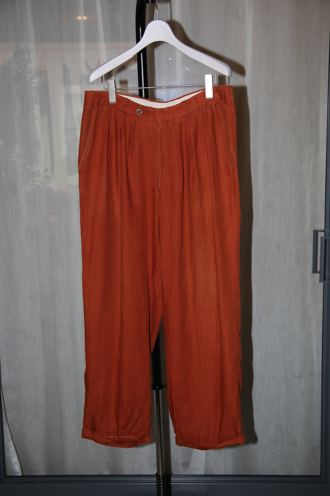 1980 KENZO / LINEN WIDE TROUSER IN TELACOTTA