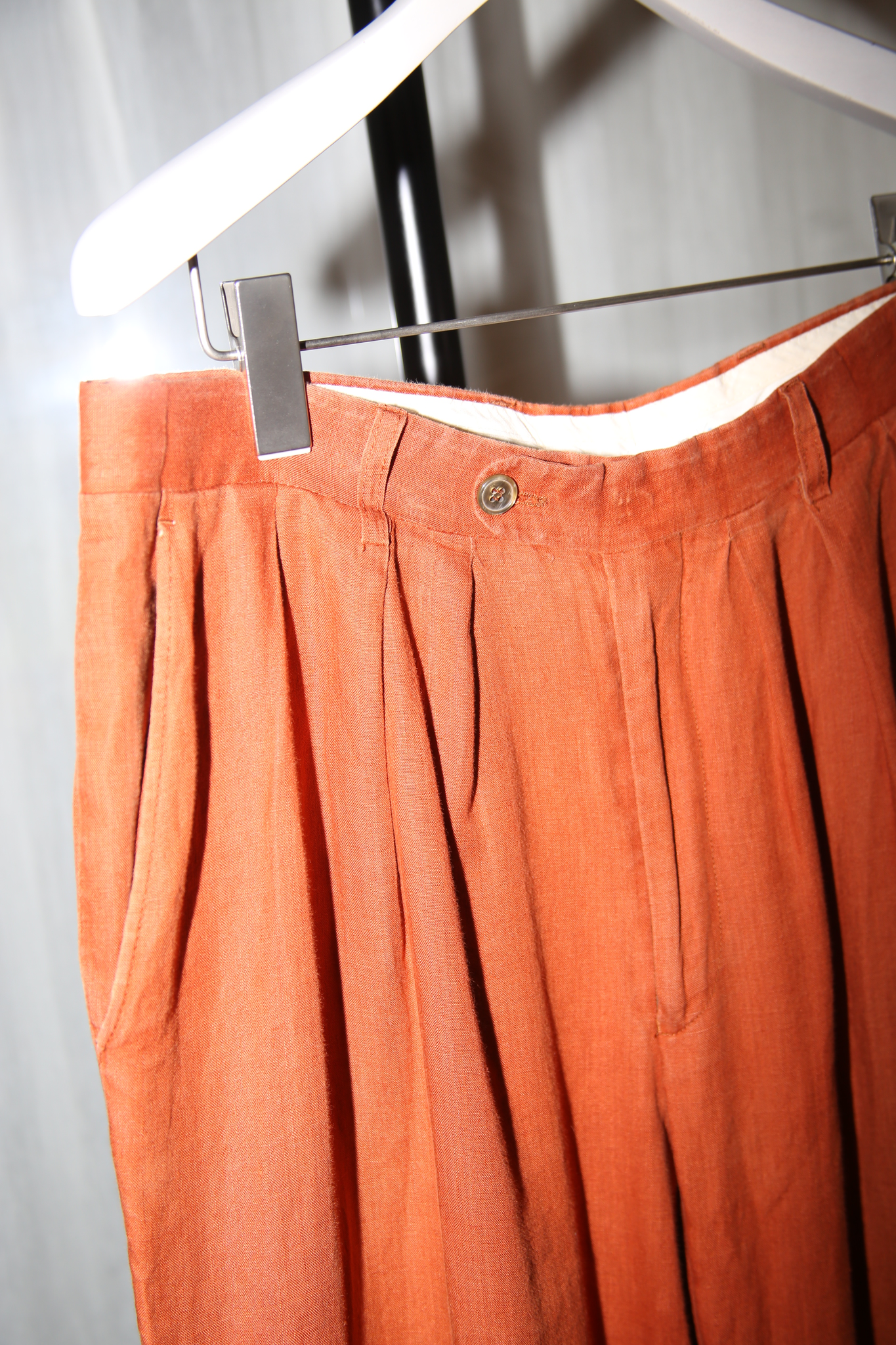 1980 KENZO / LINEN WIDE TROUSER IN TELACOTTA