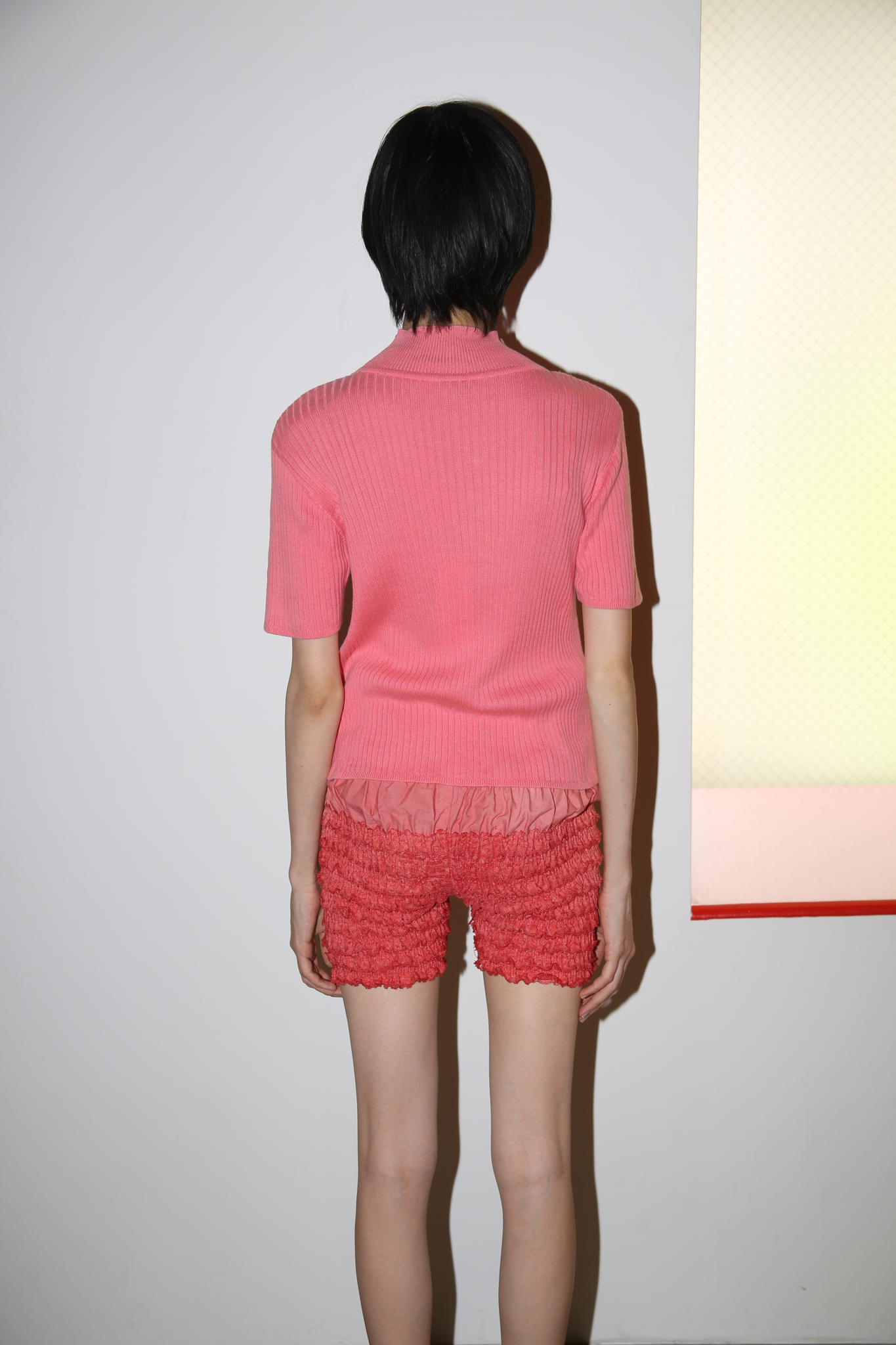 1990 VINTAGE / COTTON SHIRRING BIKER SHORTS WITH FRILL LACE