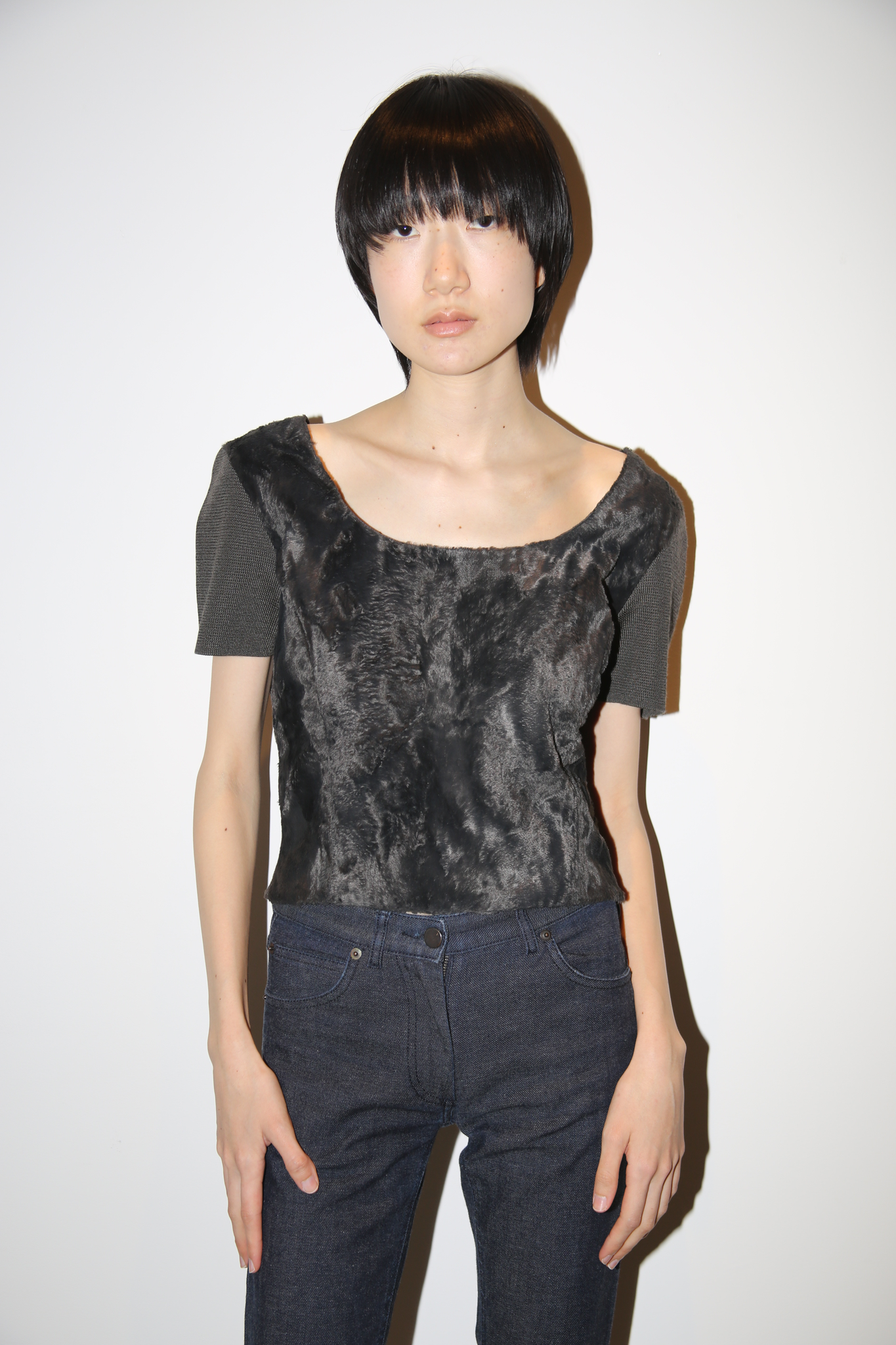 2000 GIANFRANCO FERRE / SUMMER FUR KNIT T-SHIRT