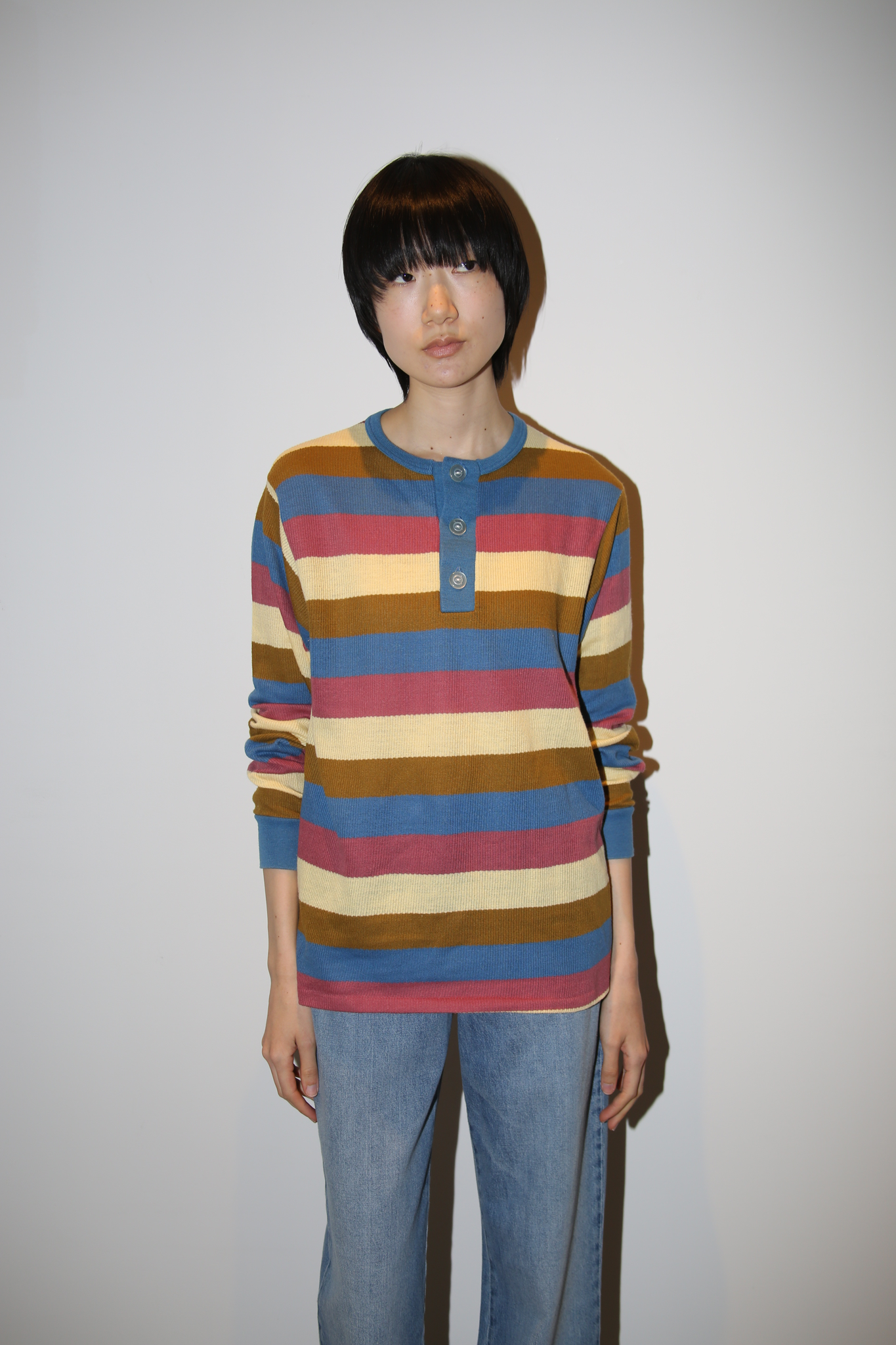 1970 TOWN CRAFT /THERMAL CUTSEW WITH MULTI STRIPE