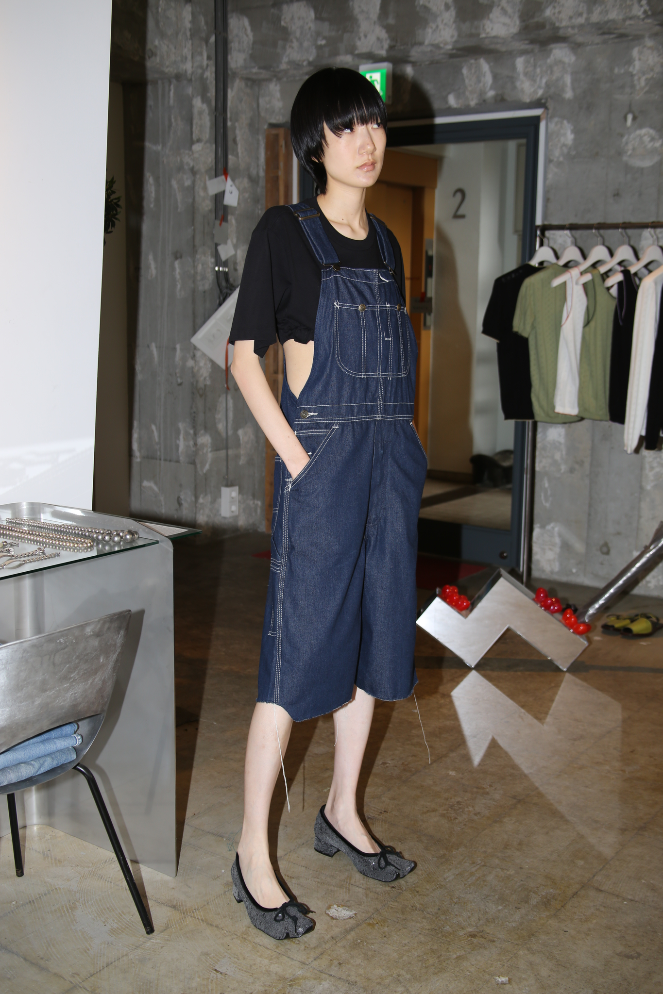 1980 VINTAGE / INDIGO DENIM OVERALL CUT OFF