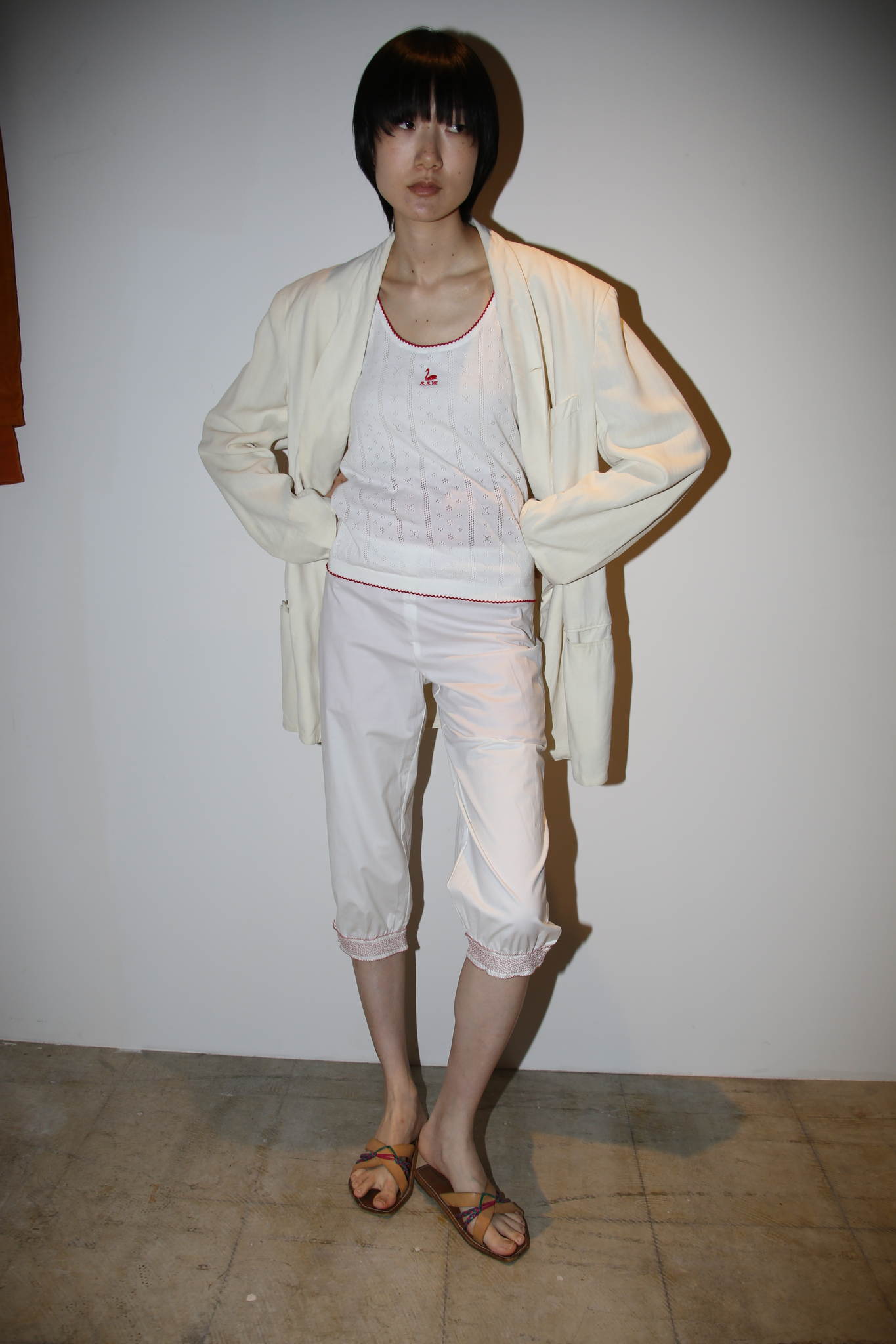 1990 MIU MIU / COTTON SABRINA PANTS WITH EMBROIDERY - DEADSTOCK