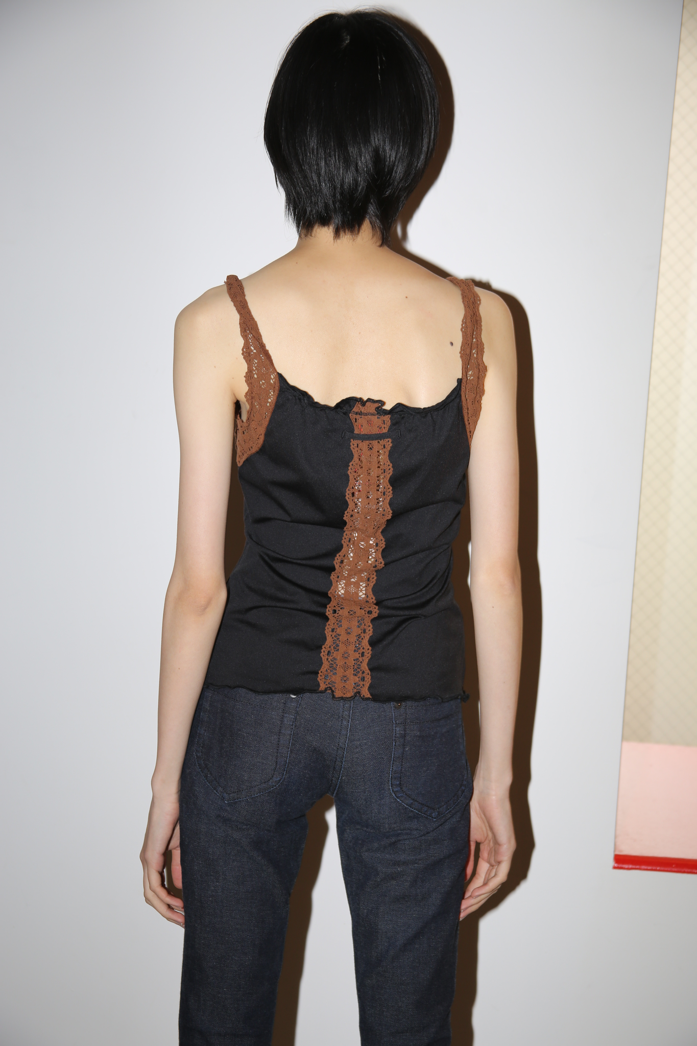 2000JEAN PAUL GAULTIER / JERSEY CAMISOLE WITH CROCHET LACE