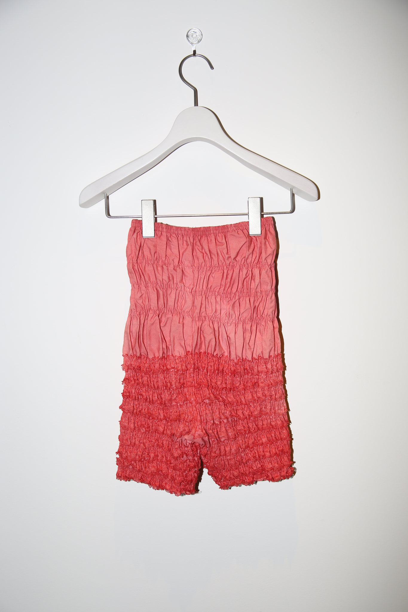 1990 VINTAGE / COTTON SHIRRING BIKER SHORTS WITH FRILL LACE