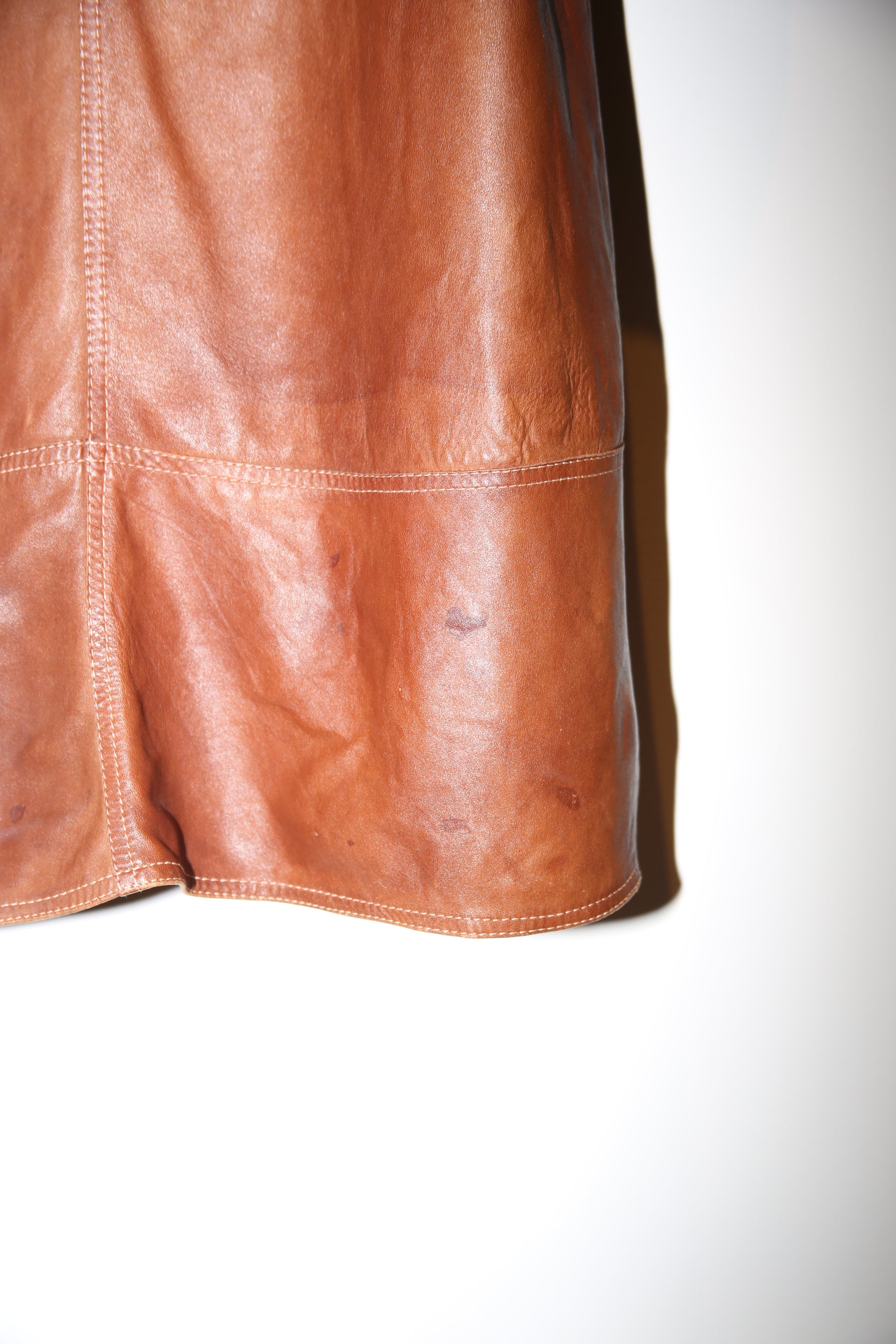 1970 JEAN MUIR / LEATHER DRESS IN BROWN