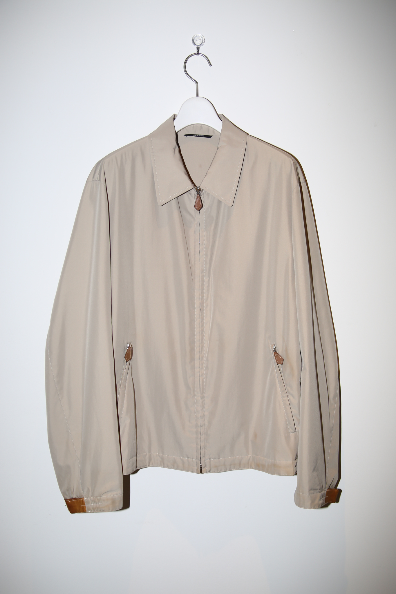 2000 HERMES /  POLYESTER ZIP BLOUSON WITH LEATHER