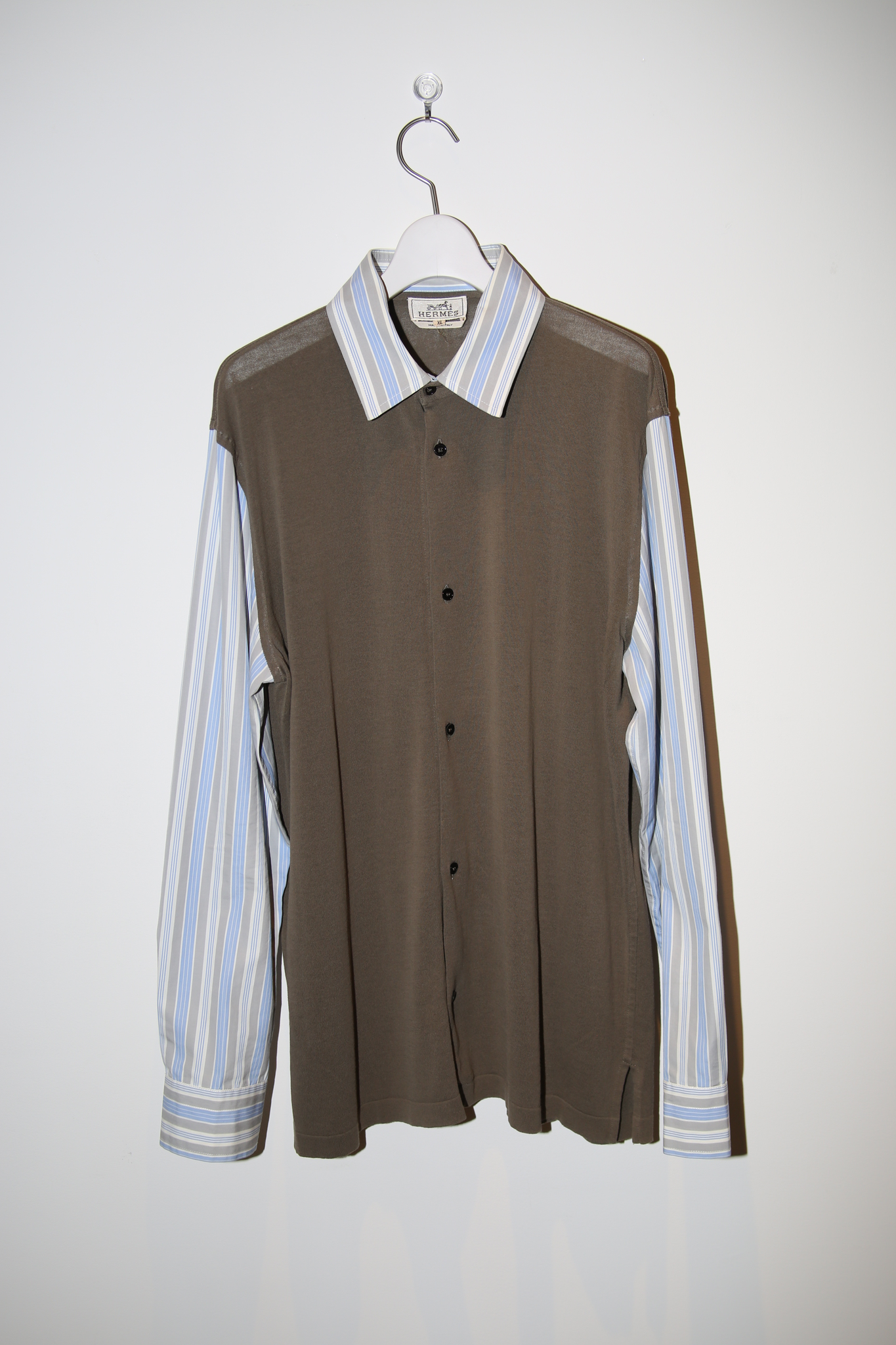 2000 HERMES / DETACHABLE COLLAR SHIRT SWITCHING KNIT