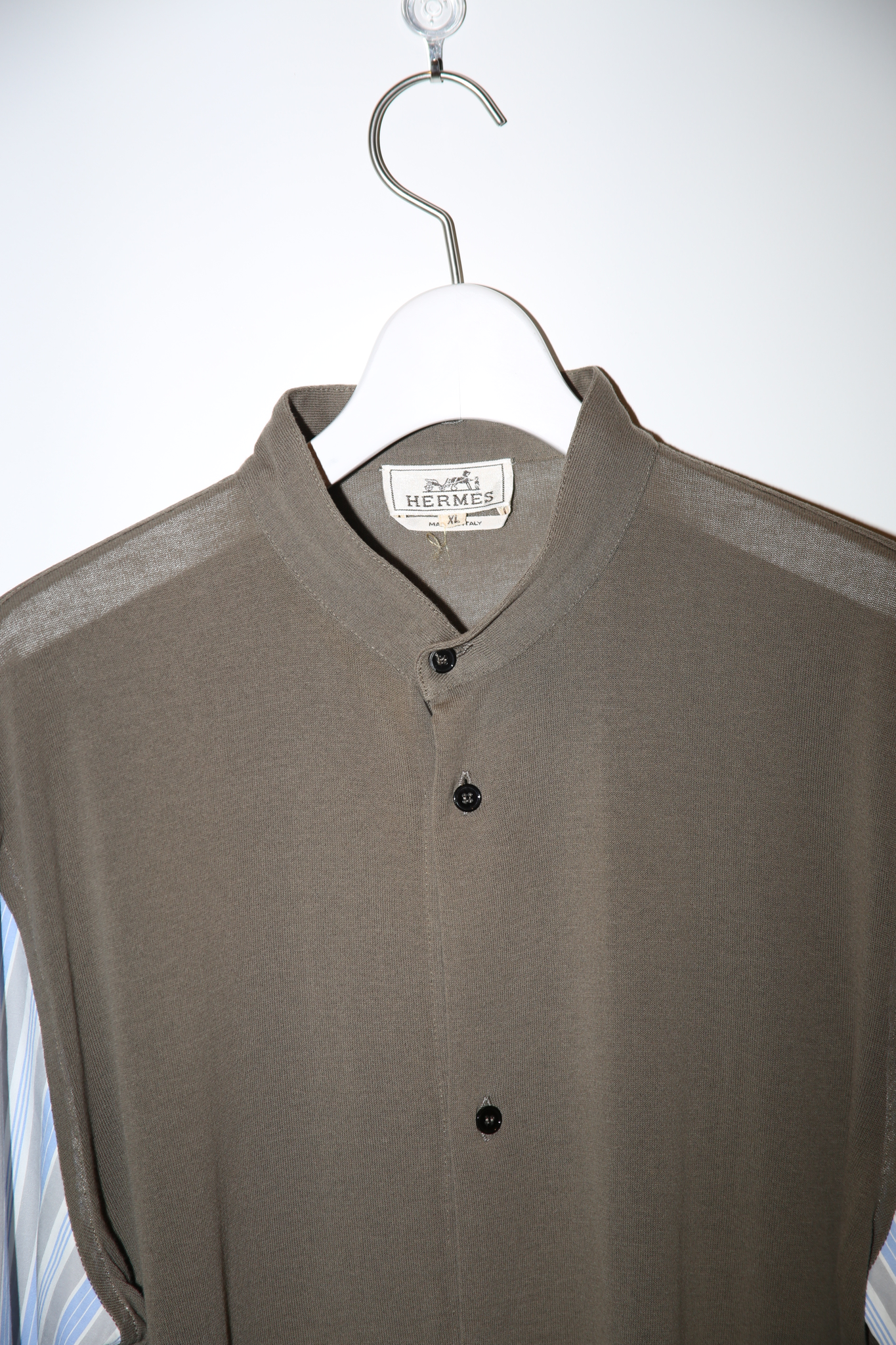 2000 HERMES / DETACHABLE COLLAR SHIRT SWITCHING KNIT