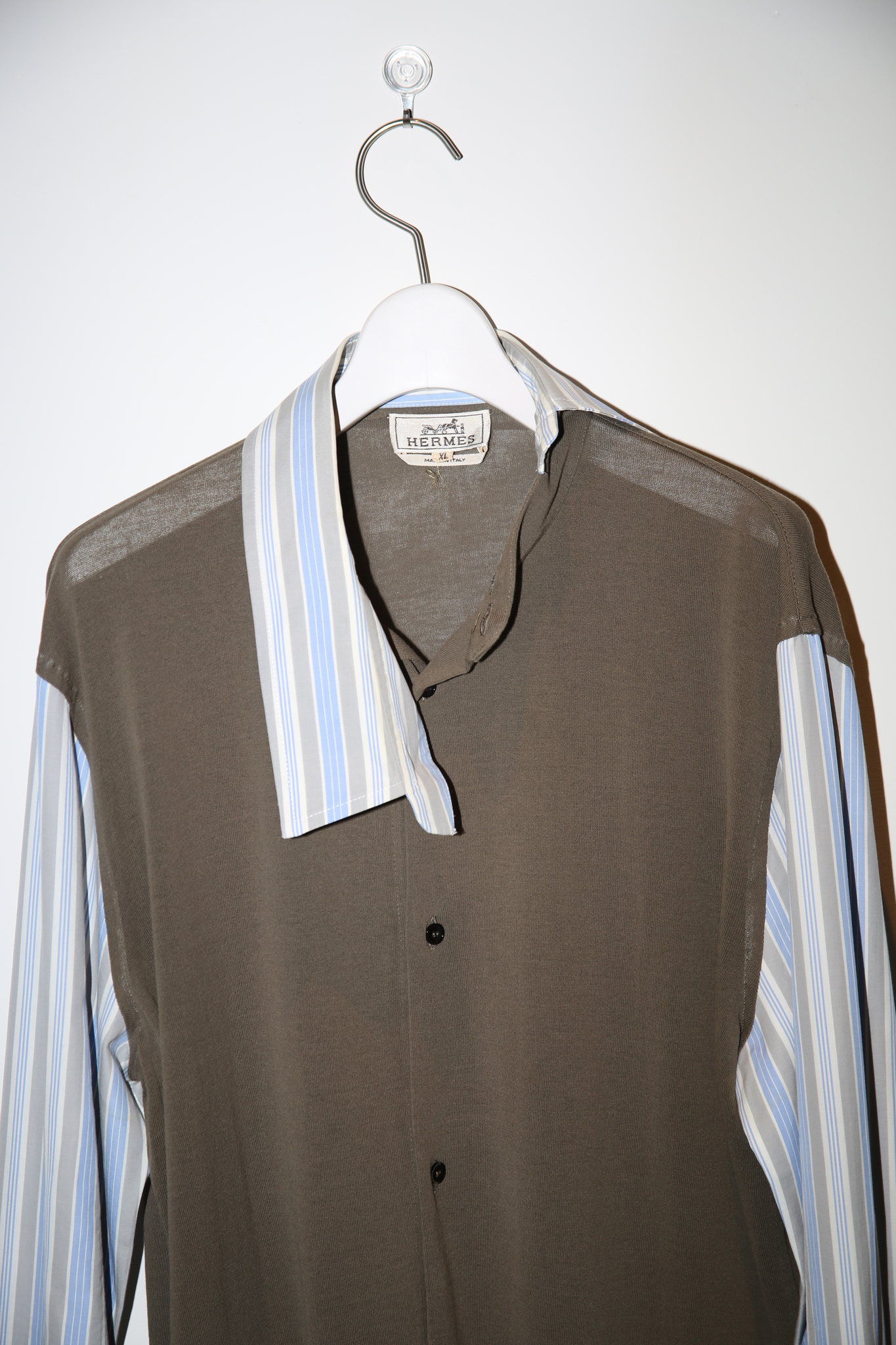 2000 HERMES / DETACHABLE COLLAR SHIRT SWITCHING KNIT