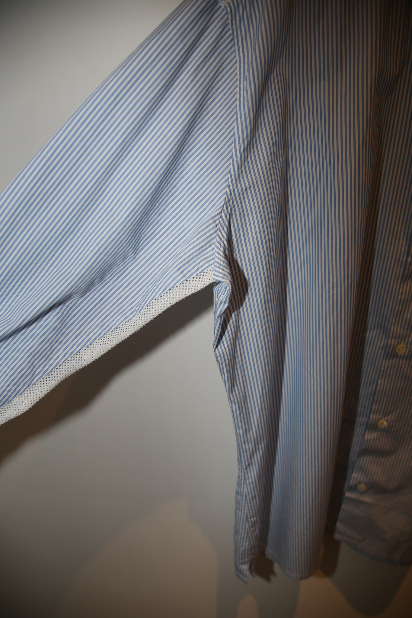 2000 HERMES / STRIPE COTTON SHIRT SWITCHING MESH