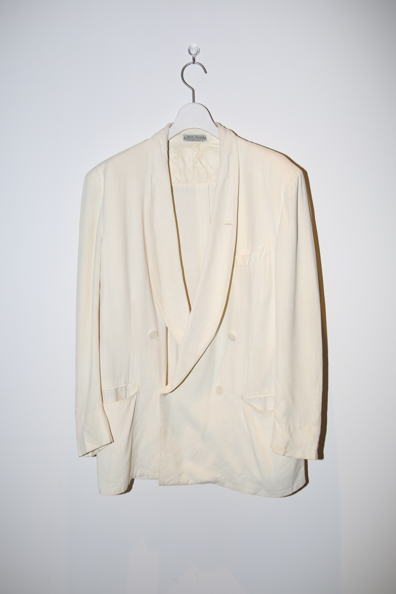 1940 PALM BEACH / DOUBLE BREAST LINEN TAILORED JACKET IN ECRU