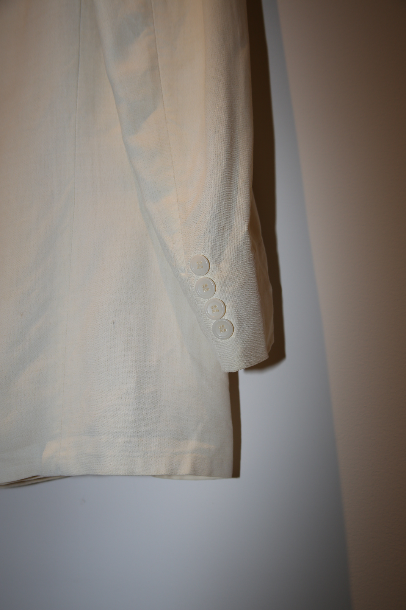 1940 PALM BEACH / DOUBLE BREAST LINEN TAILORED JACKET IN ECRU