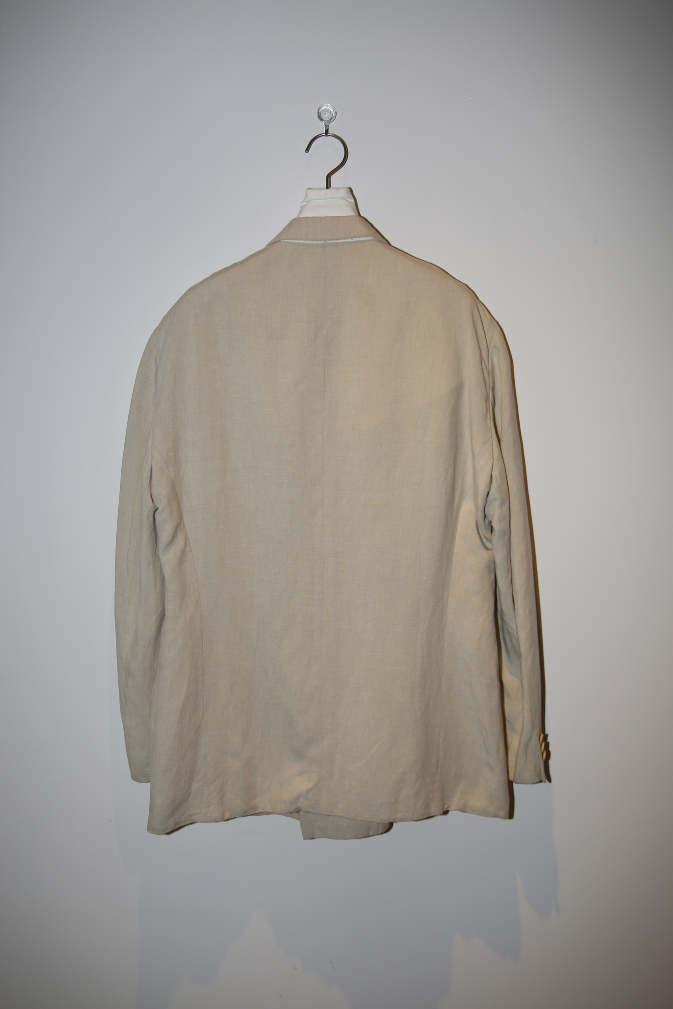 1990 GIORGIO ARMANI / DOUBLE BREAST LINEN TAILORED JACKET IN ECRU