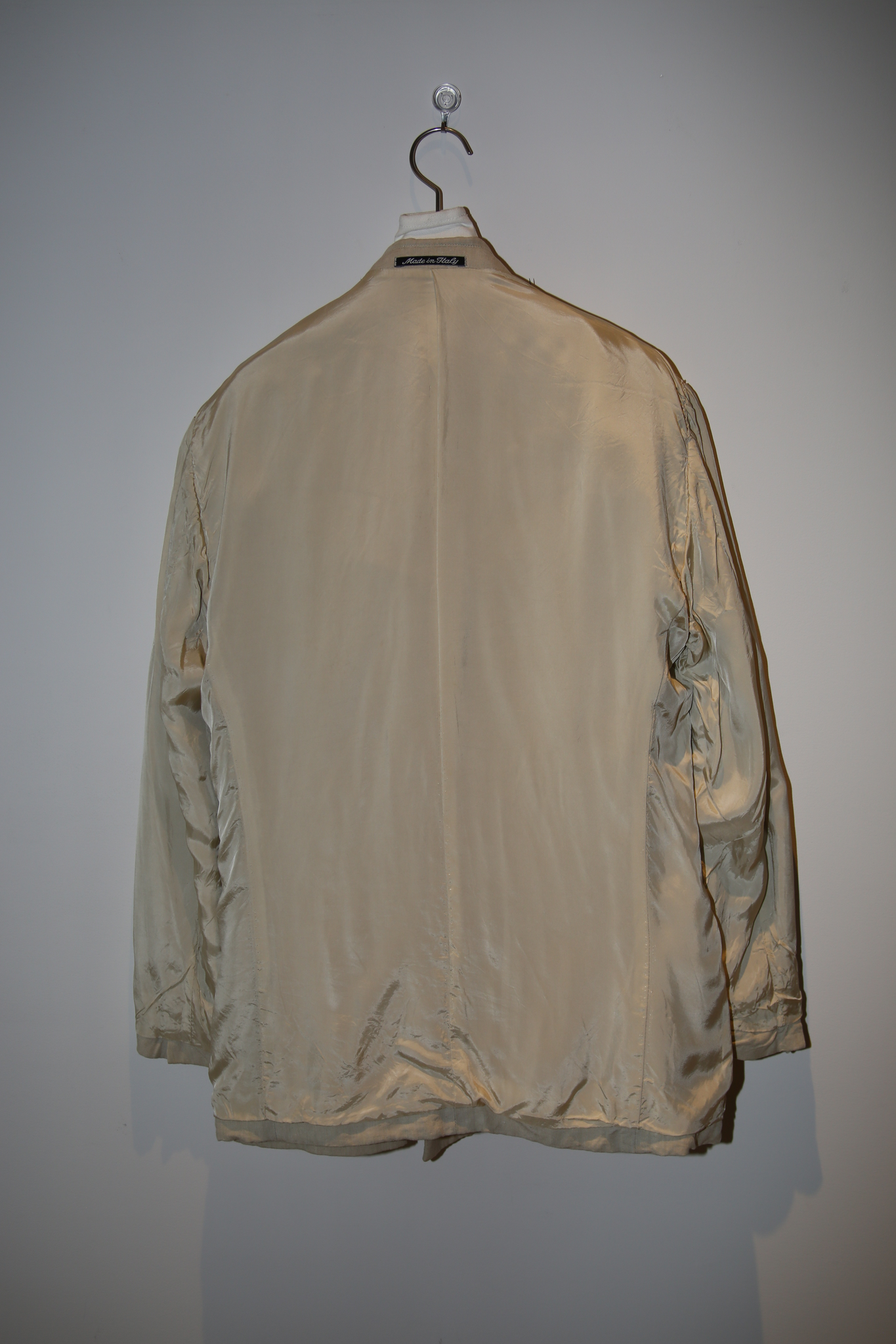 1990 GIORGIO ARMANI / DOUBLE BREAST LINEN TAILORED JACKET IN ECRU