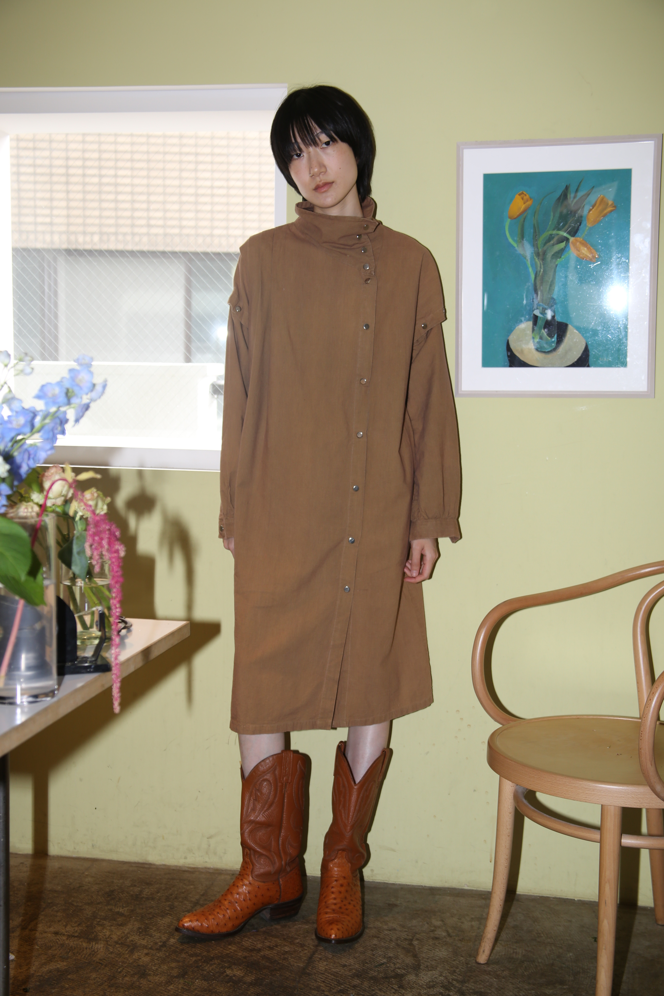 1980 VINTAGE / DETACHED SLEEVE 2WAY DRESS IN COTTON