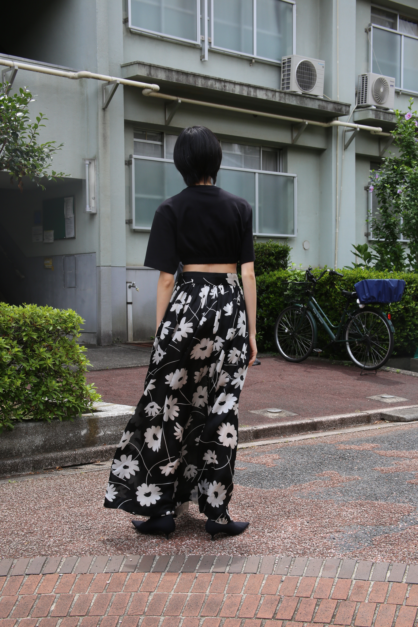 1970 GIVENCHY / FLORAL ORGANDIE MAXI SKIRT IN SILK