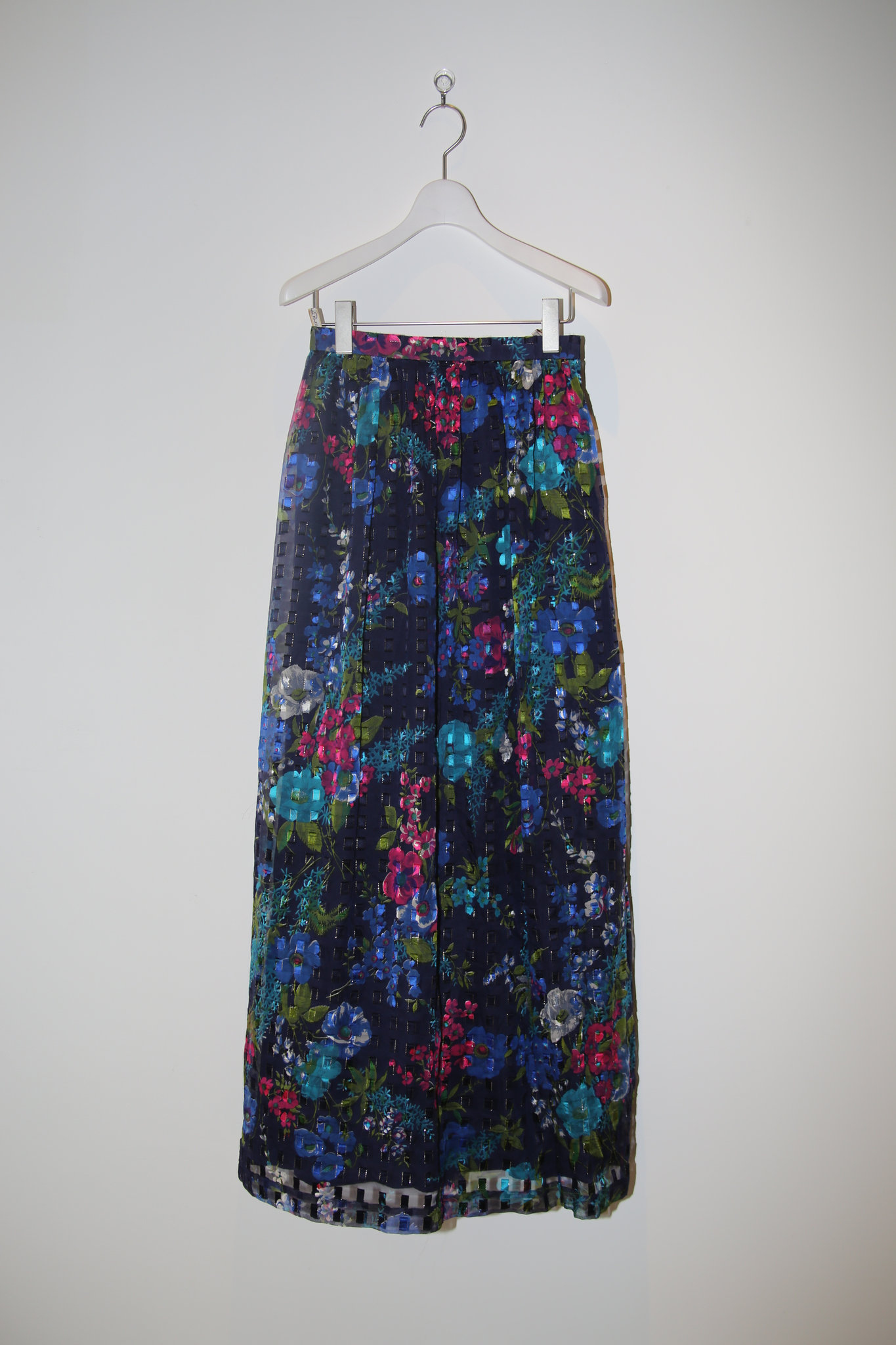 1990 OSCAR DE LA RENTA / SILK CHIFFON MAXI SKIRT WITH FLOWER PRINT