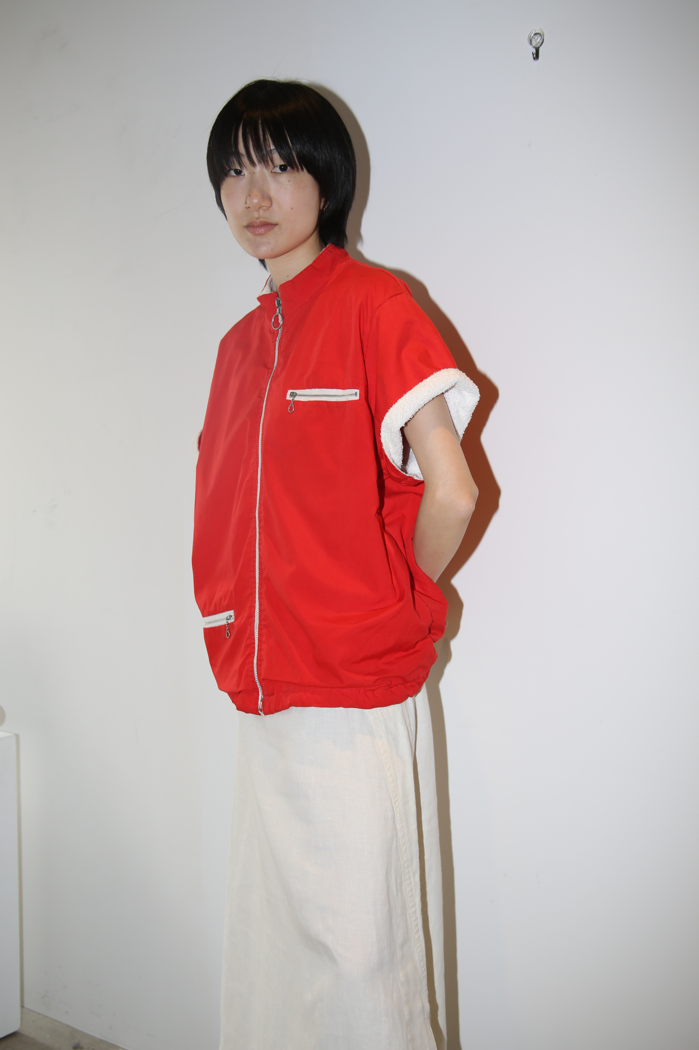 1970 VINTAGE / PILE LINER COTTON BEACH SHIRT JACKET IN RED