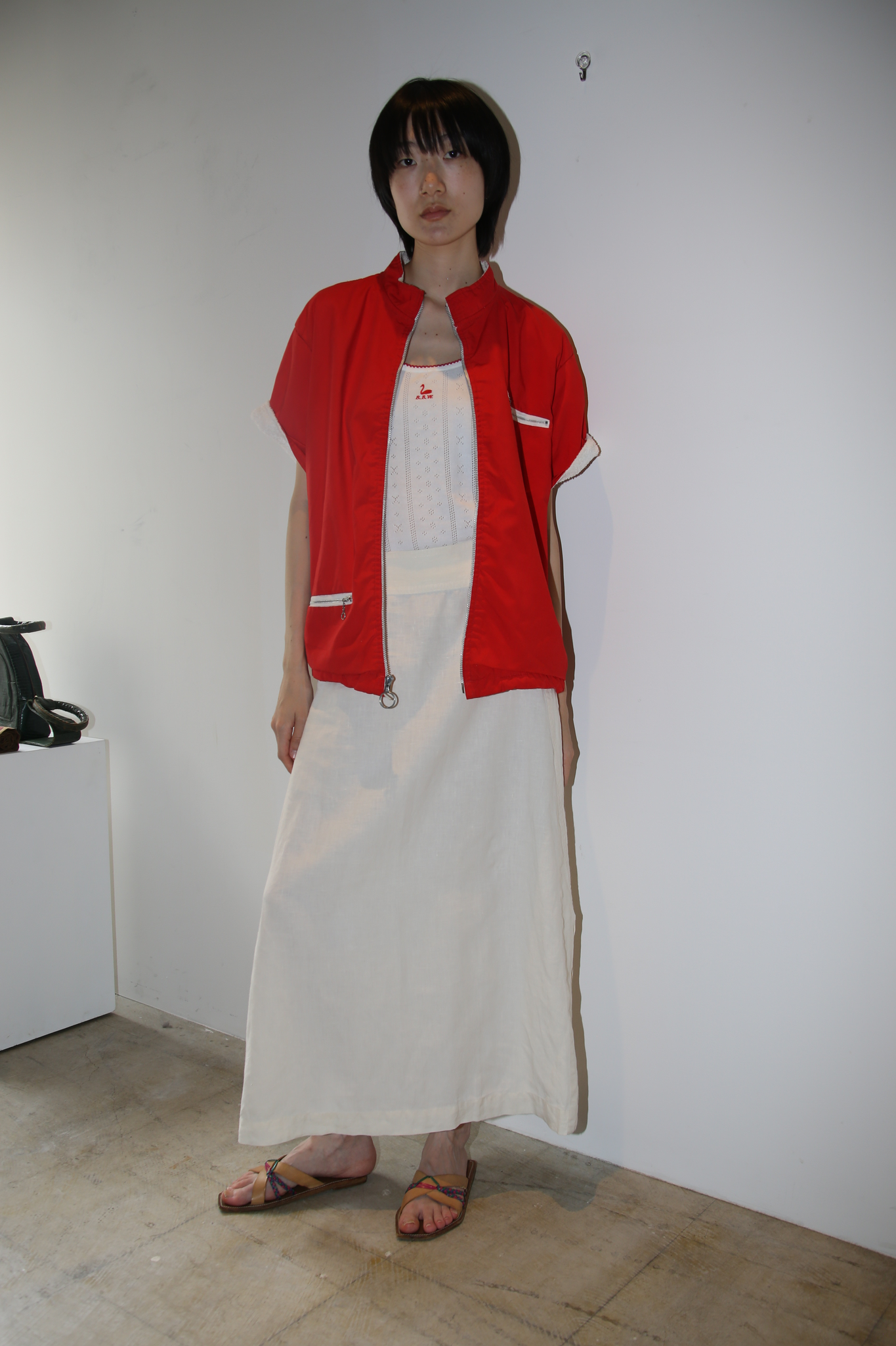 1990 ISSEY MIYAKE / LINEN LONG SKIRT WITH SAILOR BUTTON
