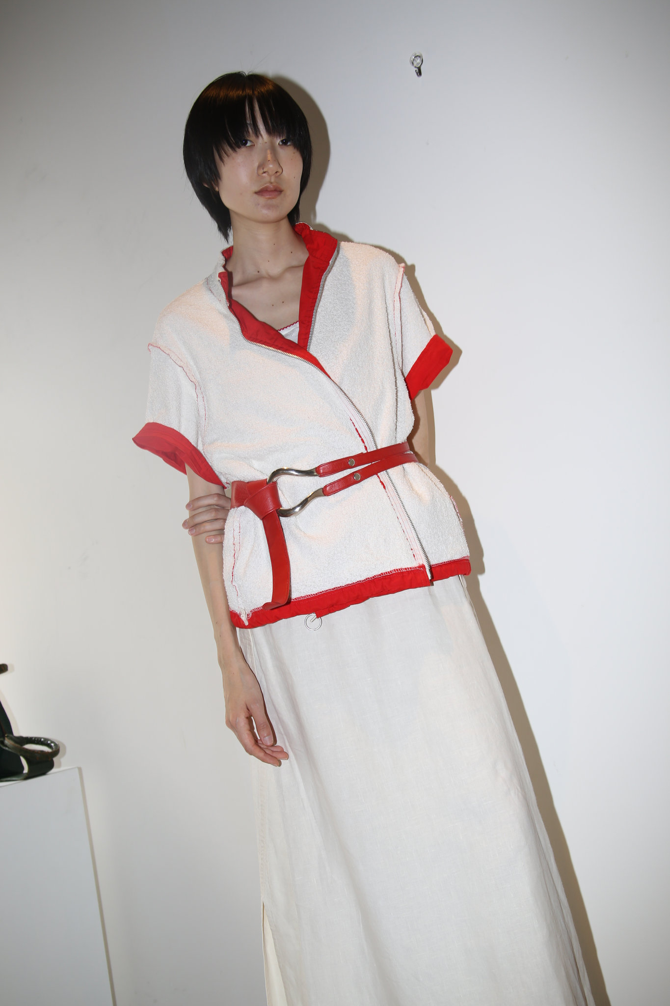 1970 VINTAGE / PILE LINER COTTON BEACH SHIRT JACKET IN RED