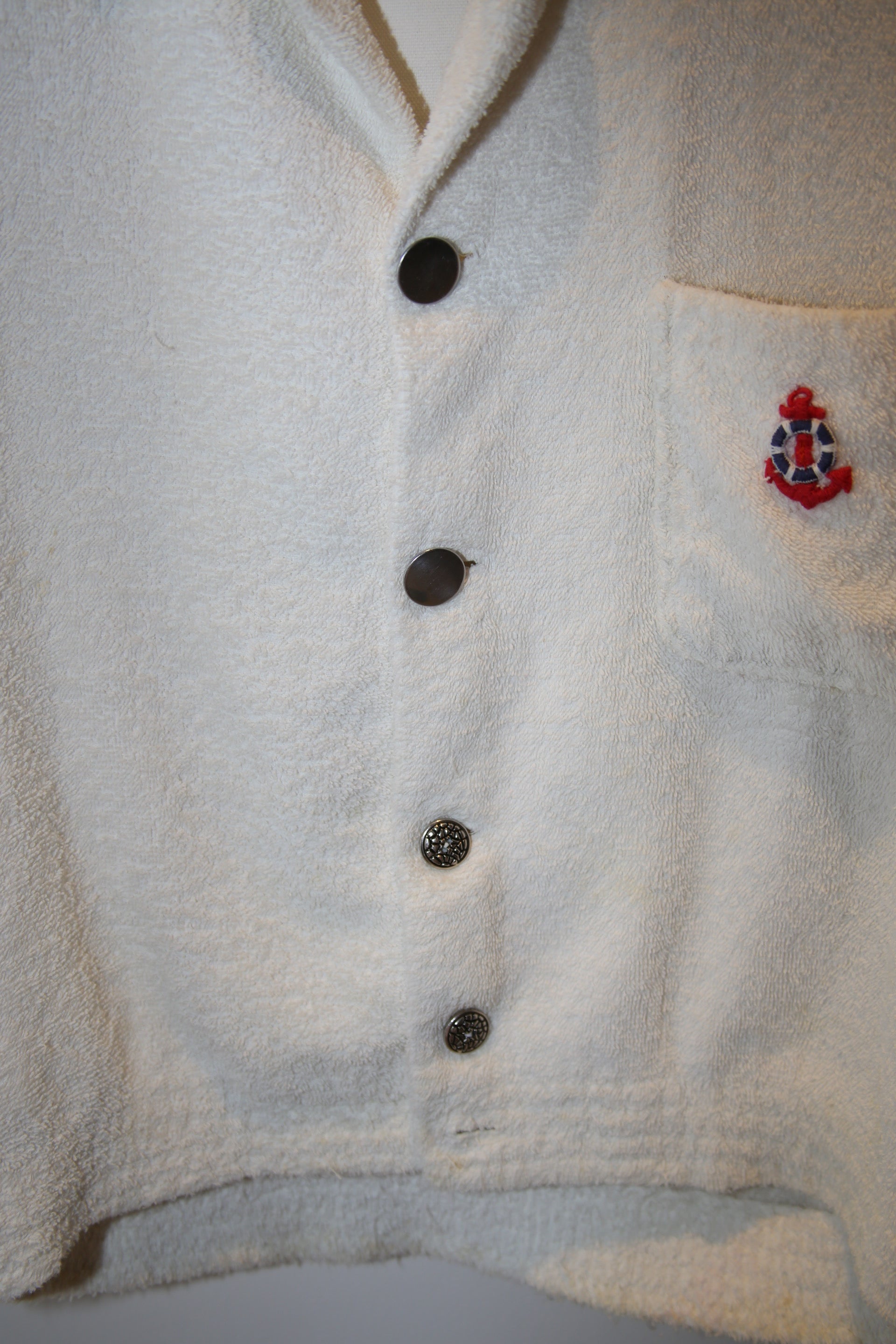 1960 VINTAGE / COTTON PILE  BEACH SHIRT IN WHITE