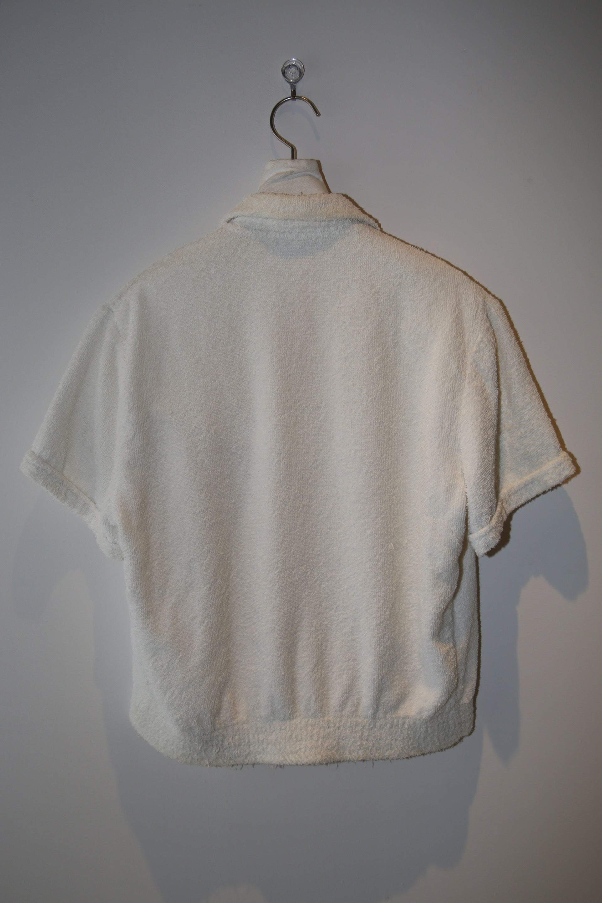 1960 VINTAGE / COTTON PILE  BEACH SHIRT IN WHITE