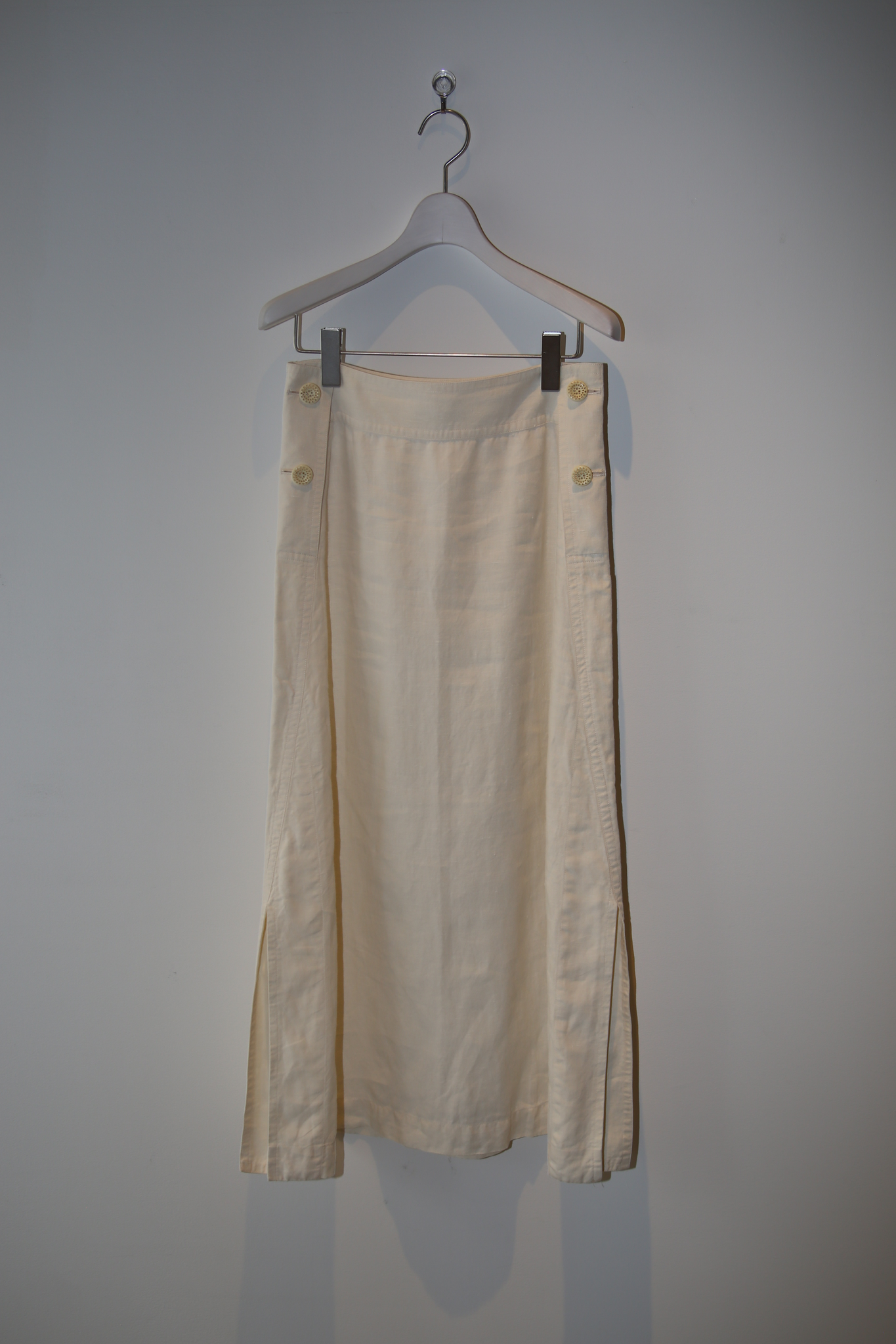 1990 ISSEY MIYAKE / LINEN LONG SKIRT WITH SAILOR BUTTON