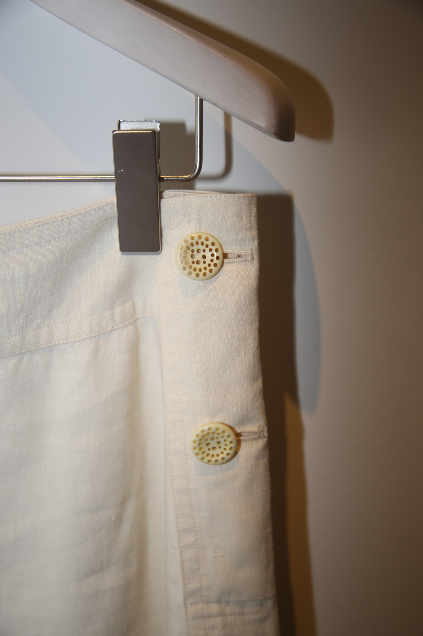 1990 ISSEY MIYAKE / LINEN LONG SKIRT WITH SAILOR BUTTON