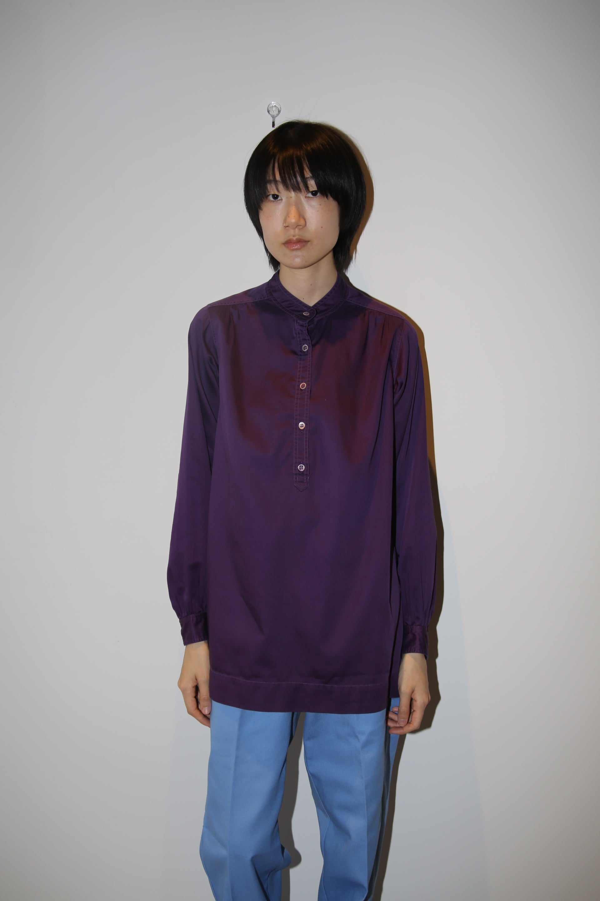 1970 YVESSAINTLAURENT / COTTON PULLOVER SHIRT IN PURPLE