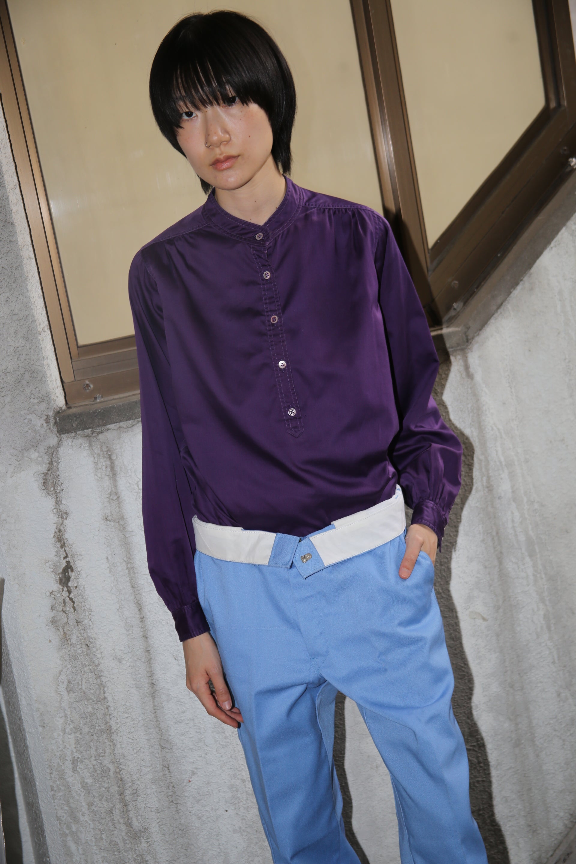 1970 YVESSAINTLAURENT / COTTON PULLOVER SHIRT IN PURPLE