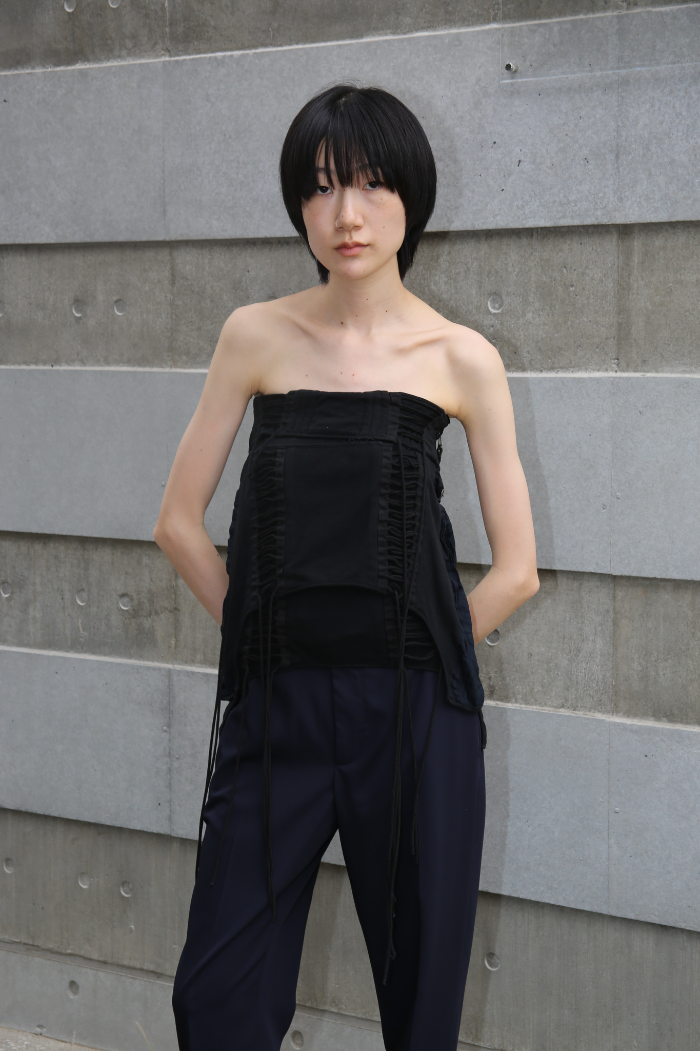 2000 HELMUT LANG / 2WAY LACE UP CORSET SKIRT & BARE TOP