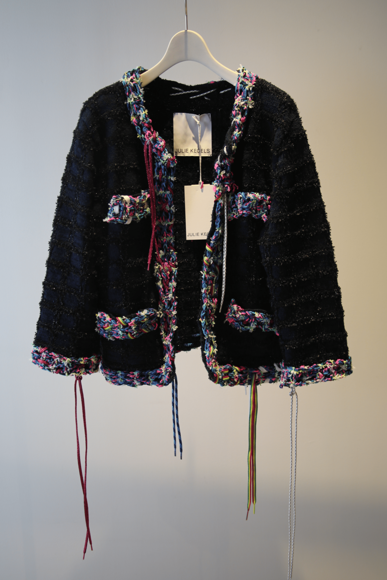 JULIE KEGELS / KNITTED TWEED JACKET IN NAVY