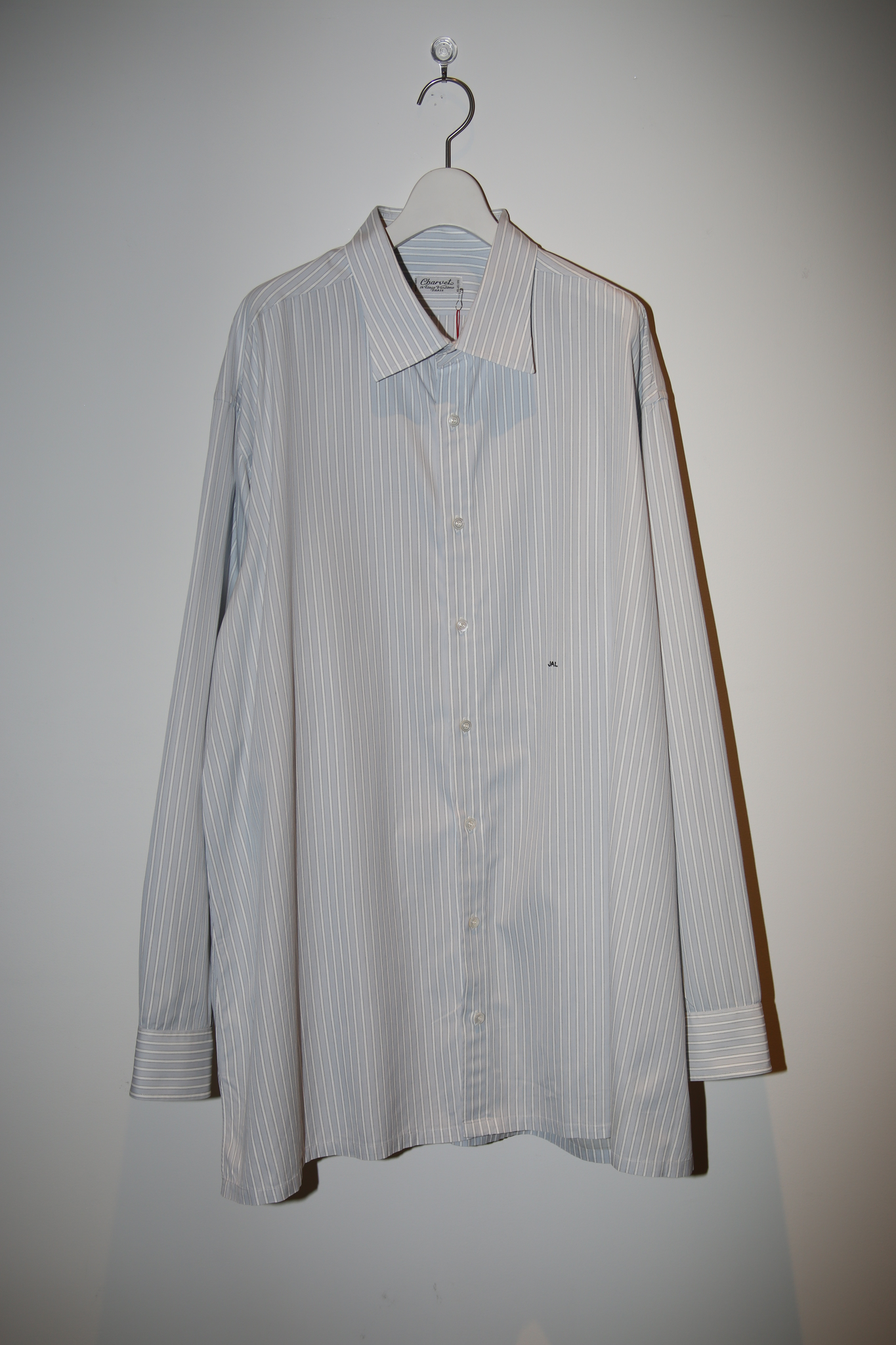 2016 CHARVET / SUPER OVER SIZED COTTON DRESS SHIRT WITH GREY STRIPE