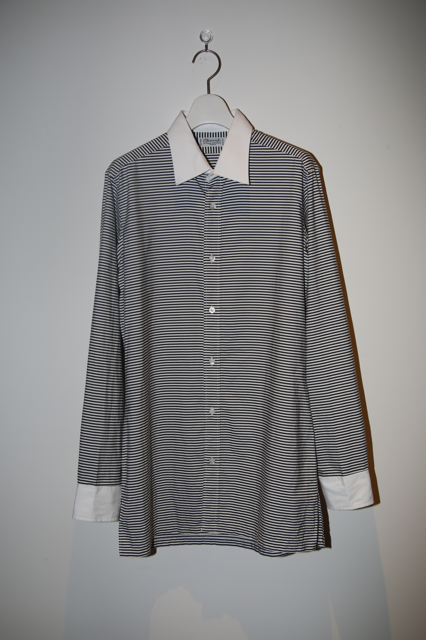 2006 CHARVET / CLERIC COLLAR COTTON DRESS SHIRT WITH BORDER
