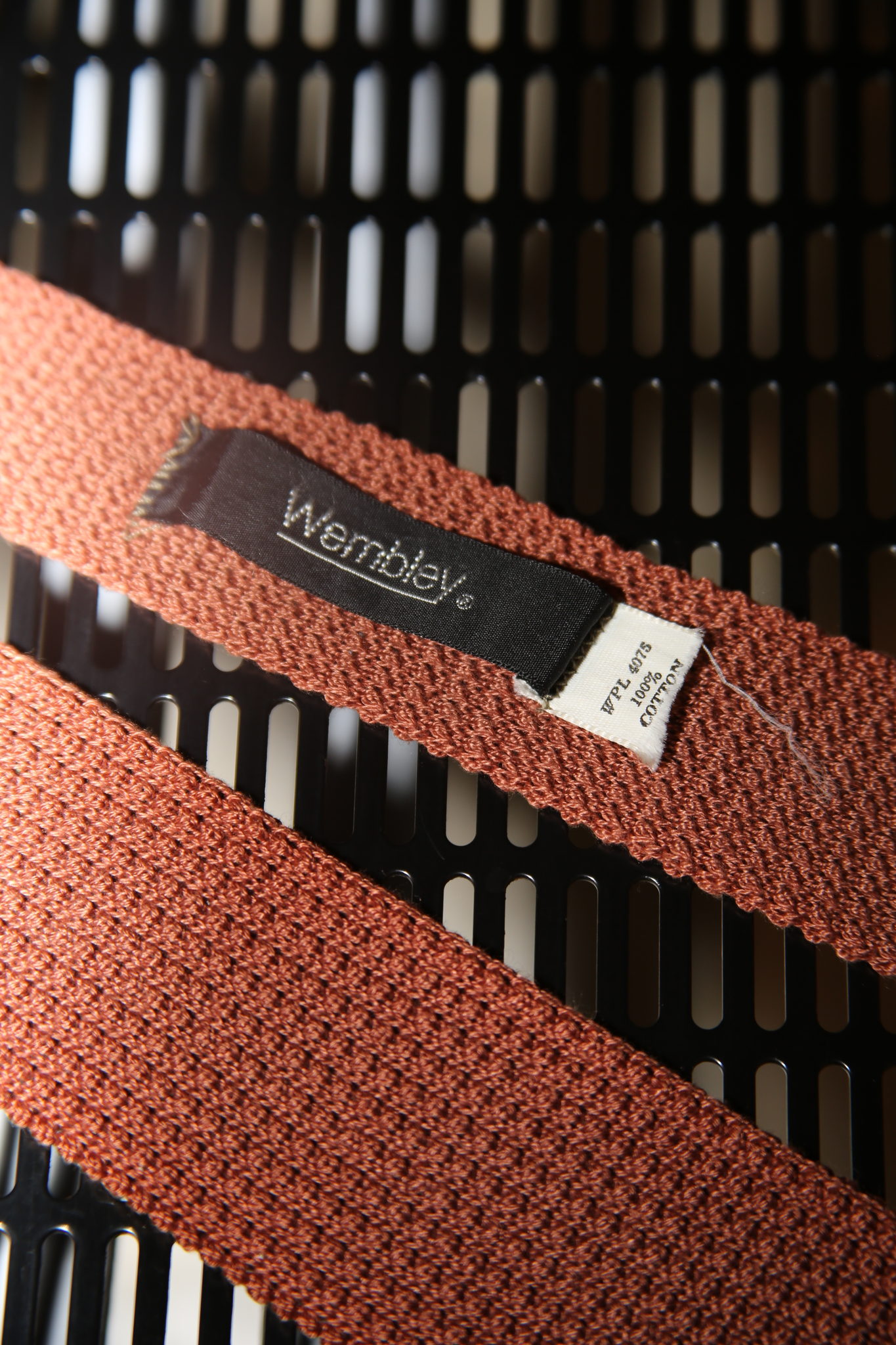 1970 VINTAGE / COTTON KNIT TIE IN BROWN