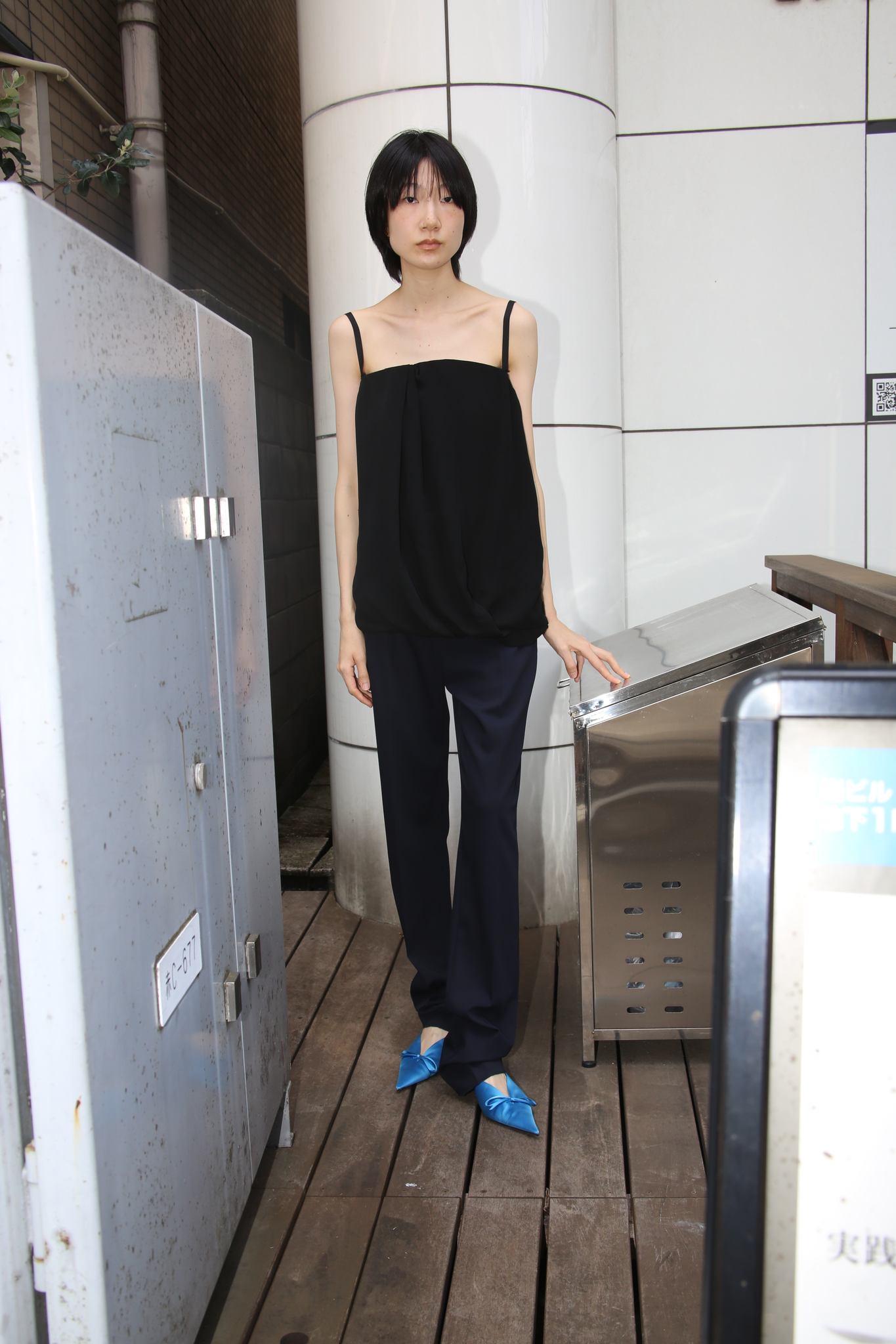 2006 PRADA / SILK CRAPE BALLON CAMISOLE IN BLACK