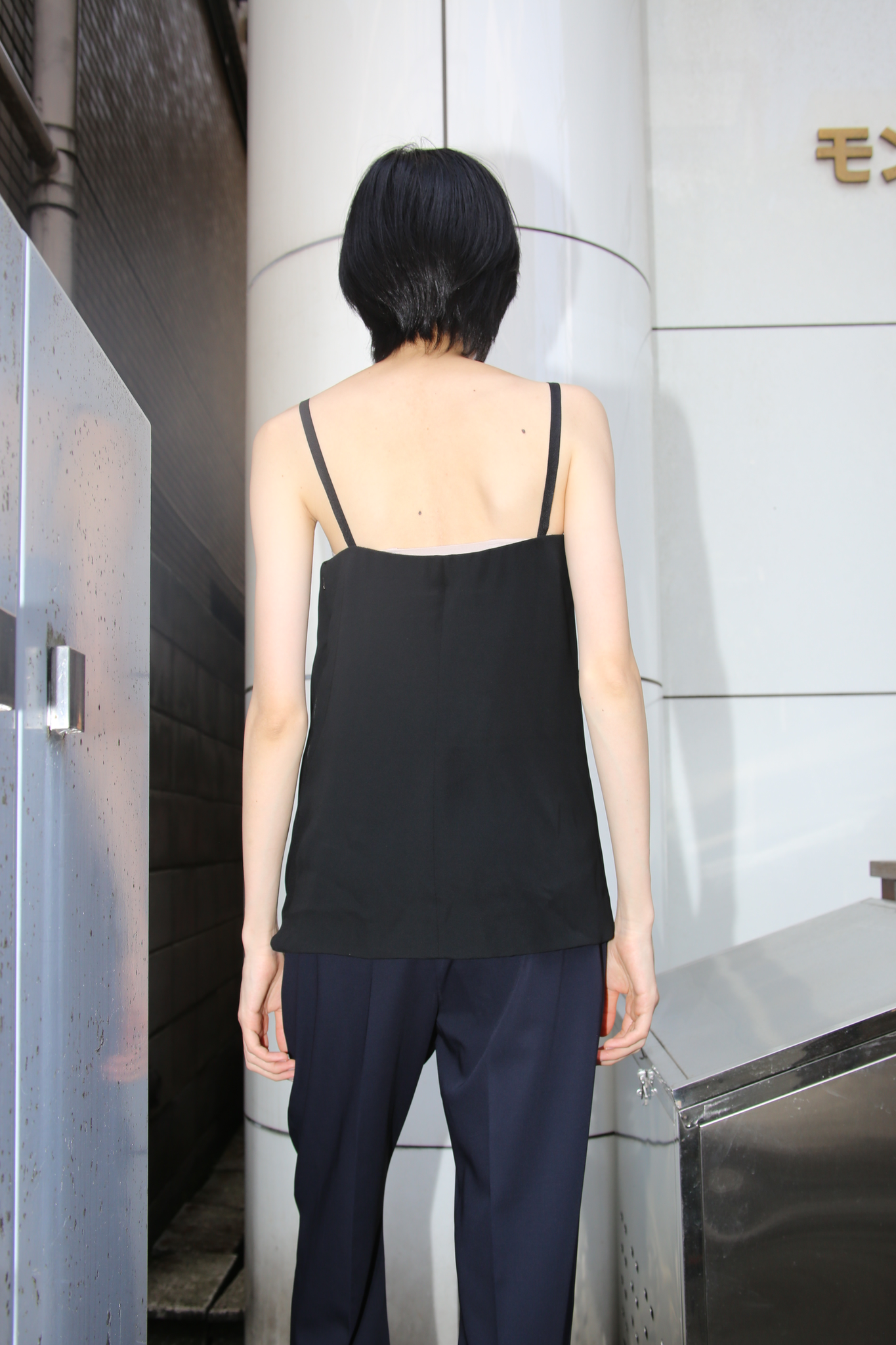 2006 PRADA / SILK CRAPE BALLON CAMISOLE IN BLACK