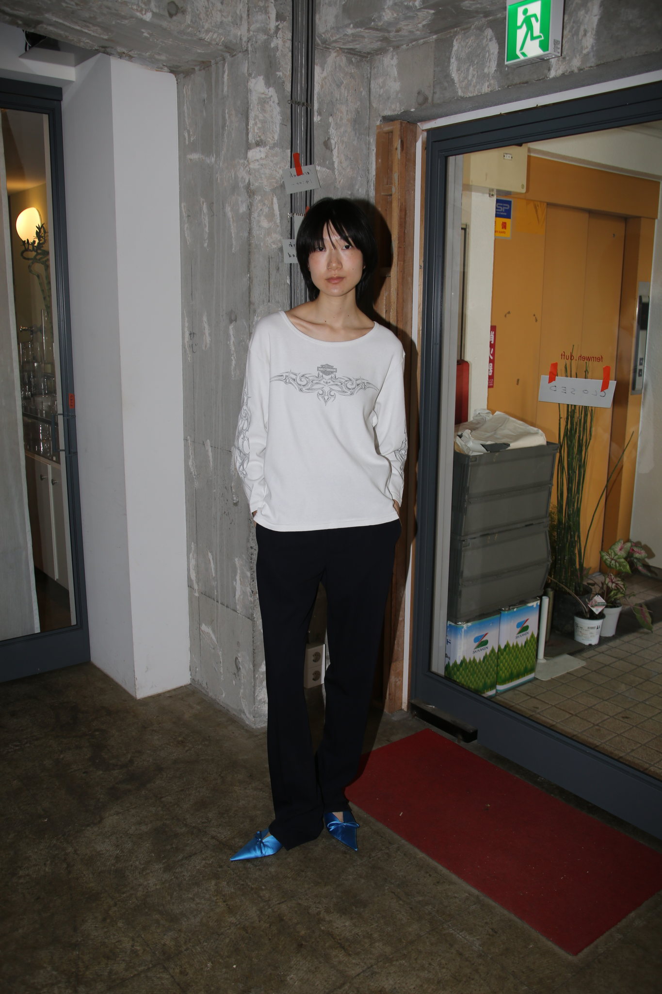 1990 HARLEY DAVIDSON / LONG SLEEVE PRINTED T-SHIRT IN WHITE