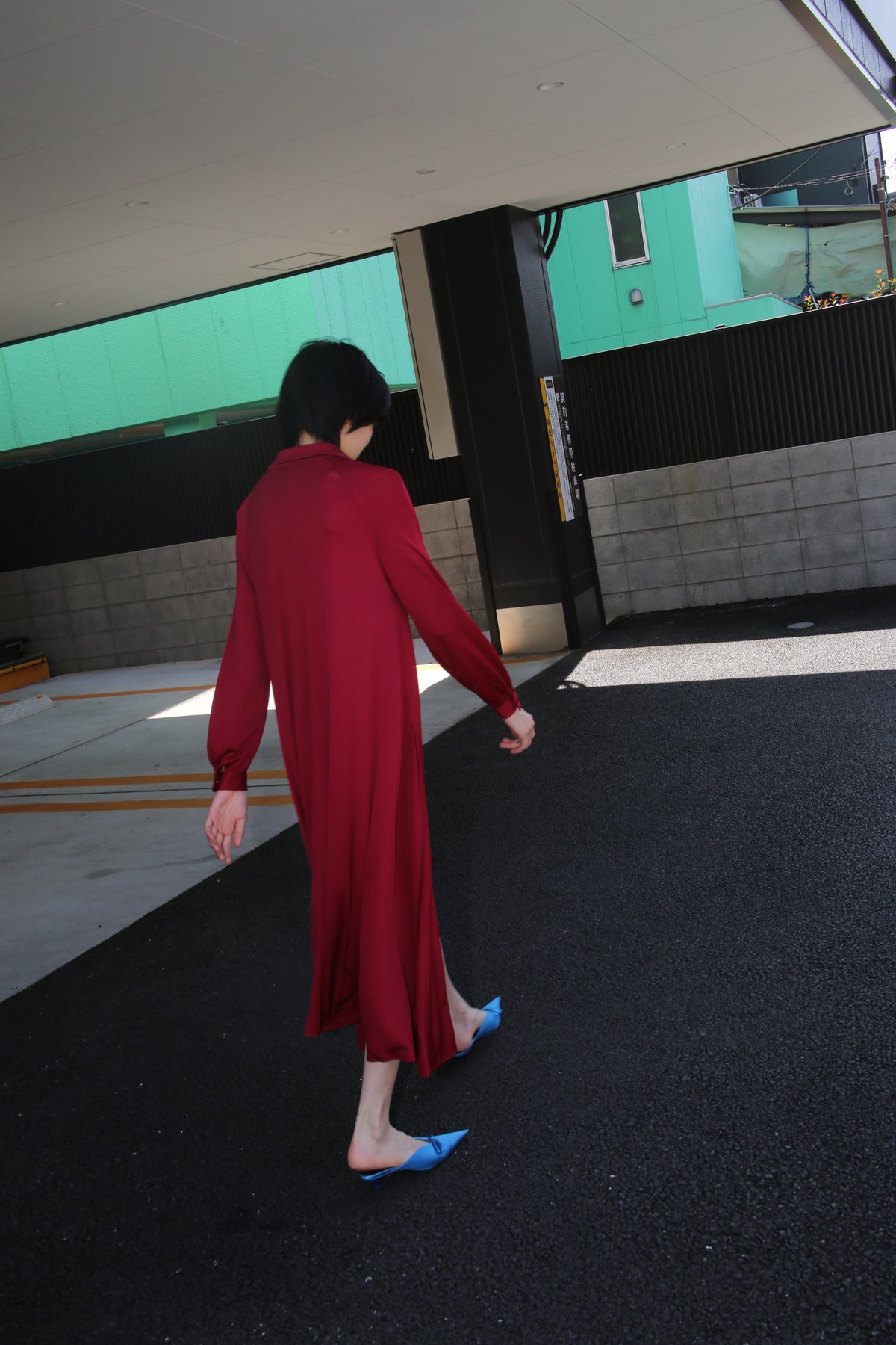 1970 STANLEY SHERMAN / VISCOSE JERSEY LONG DRESS IN BURGUNDY