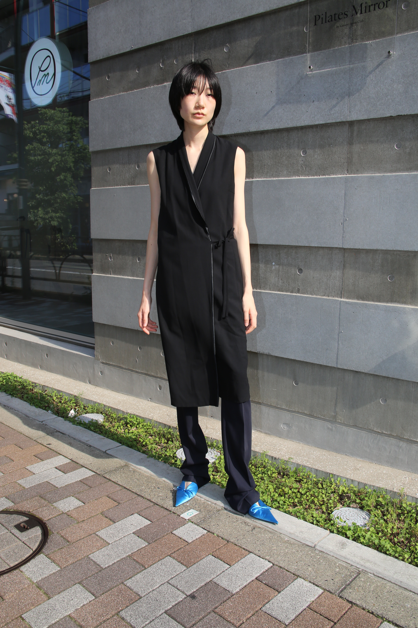 2007 MAISON MARTIN MARGIELA / SLEEVELESS SMOKING WRAP DRESS IN SILK WOOL CREPE