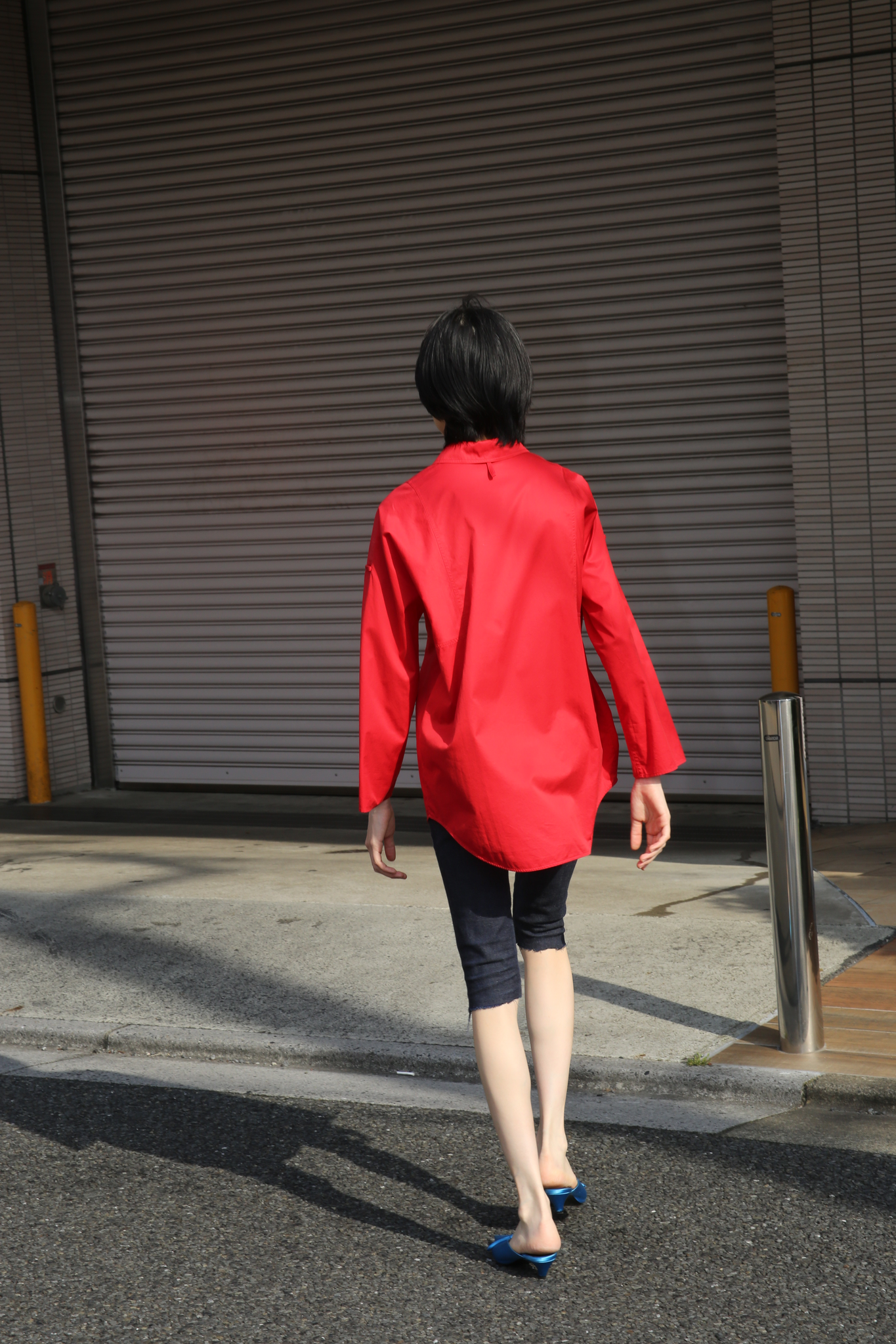 2000 HERMES / 2WAY SLEEVE COTTON SHIRT IN RED