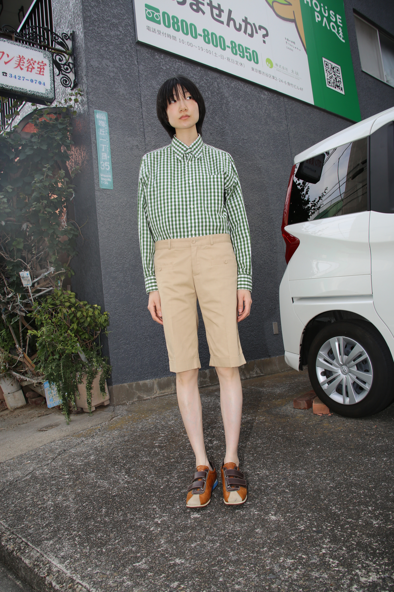 2000 HERMES / GINGHUM CHECK B.D SHIRT IN COTTON