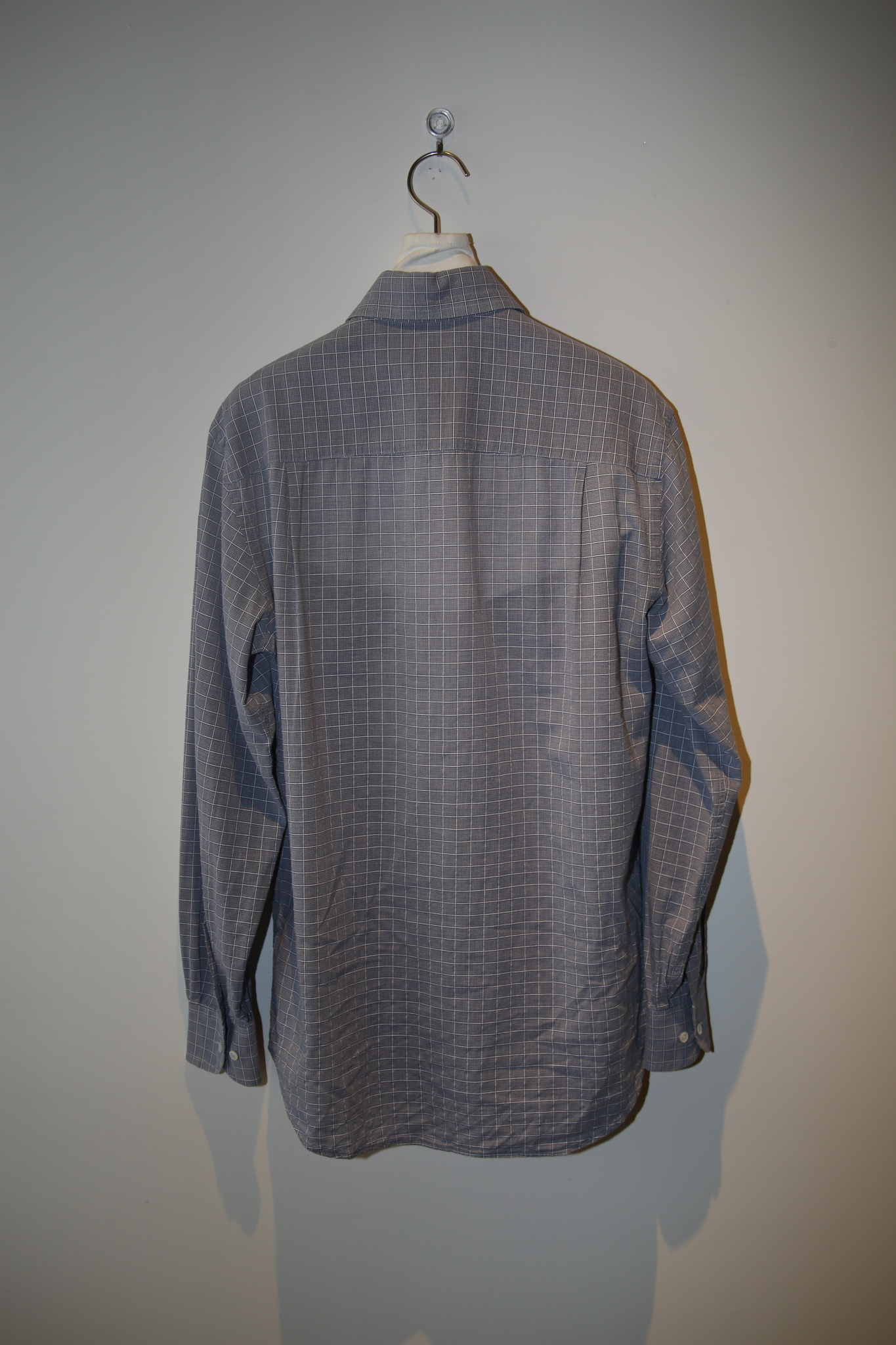 2000 GIORGIO ARMANI / COTTON CHECK SHIRT IN BLUE GREY